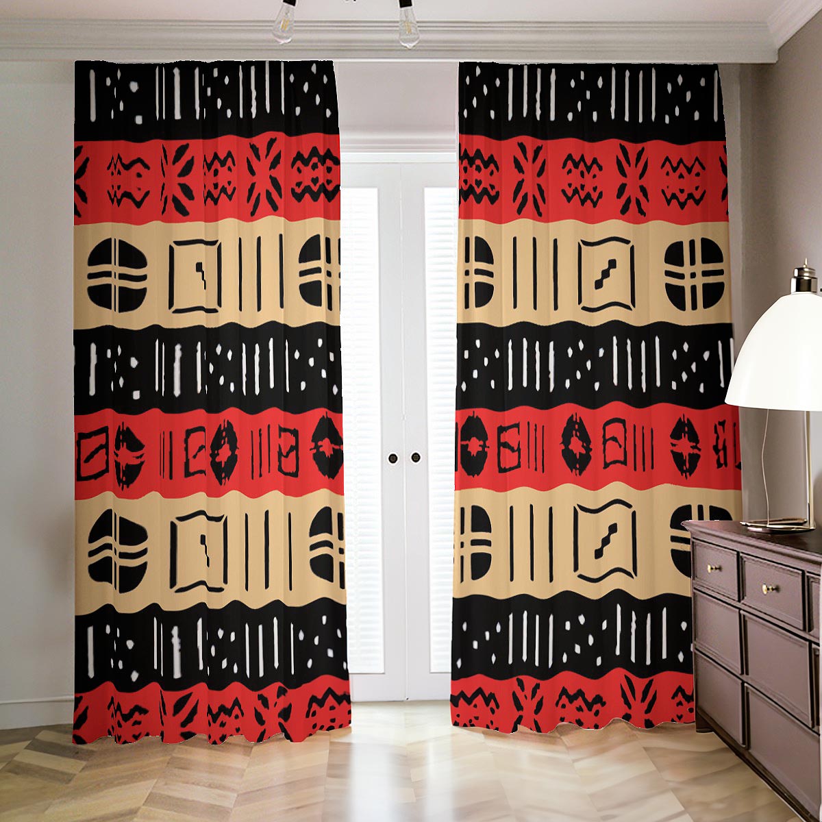 African Bold Stripe Blackout Curtain Living Room Mudcloth 