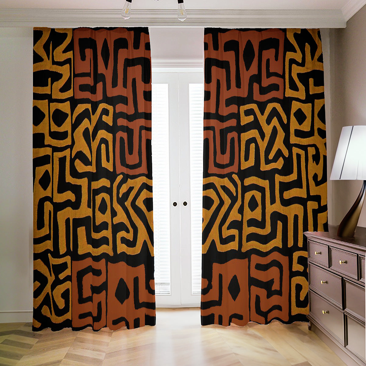 Kuba Print Blackout Curtains - Elegant African Design