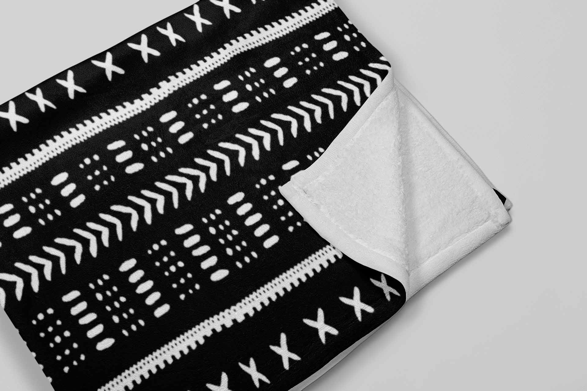 Black and White African Print Throw Fleece Blanket Tribal