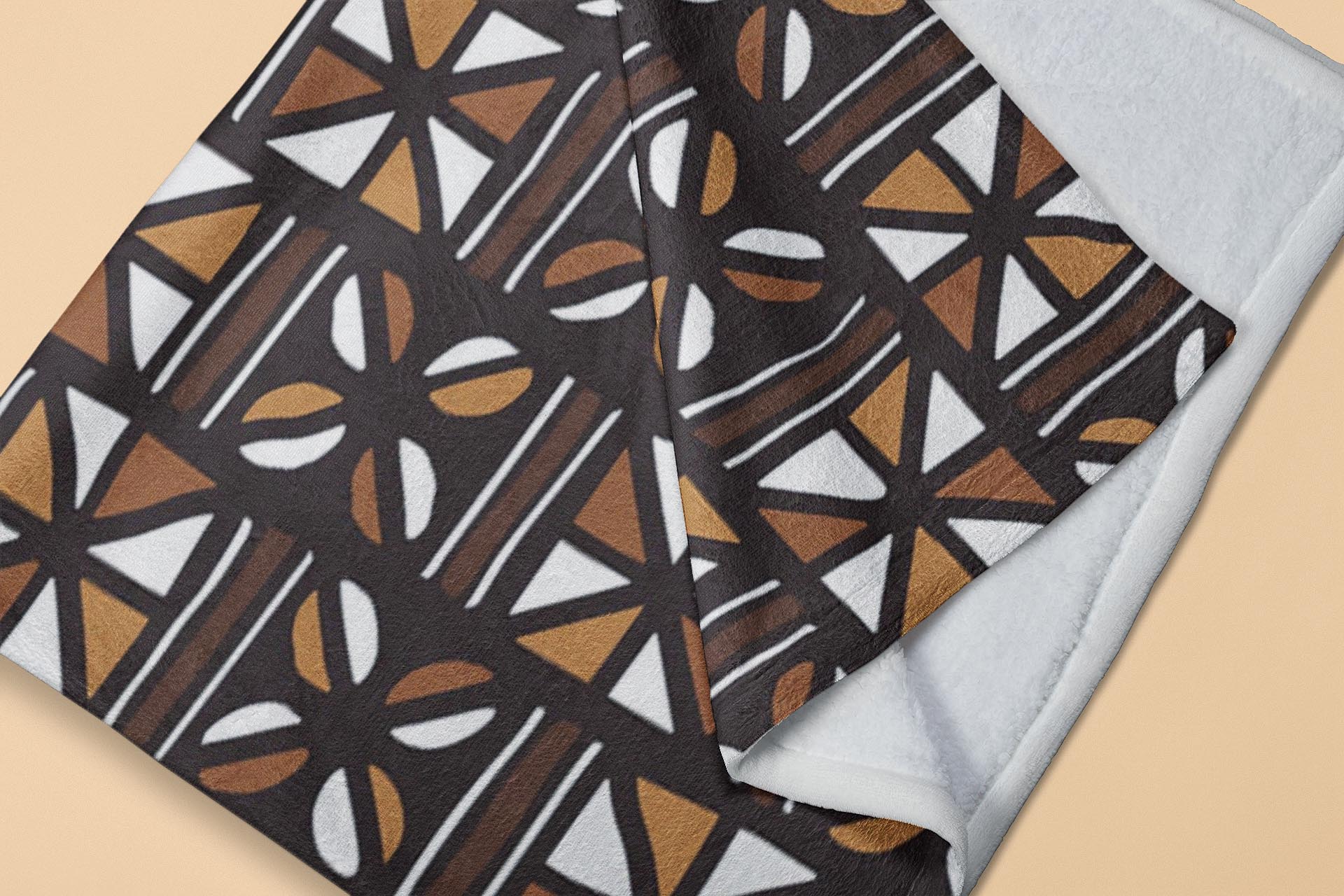 African Bogolan Print Fleece Blanket -Bynelo