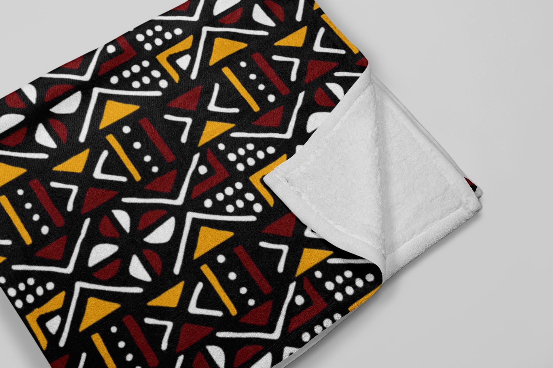 West African Throw Fleece Blanket Mudcloth Print - Bynelo