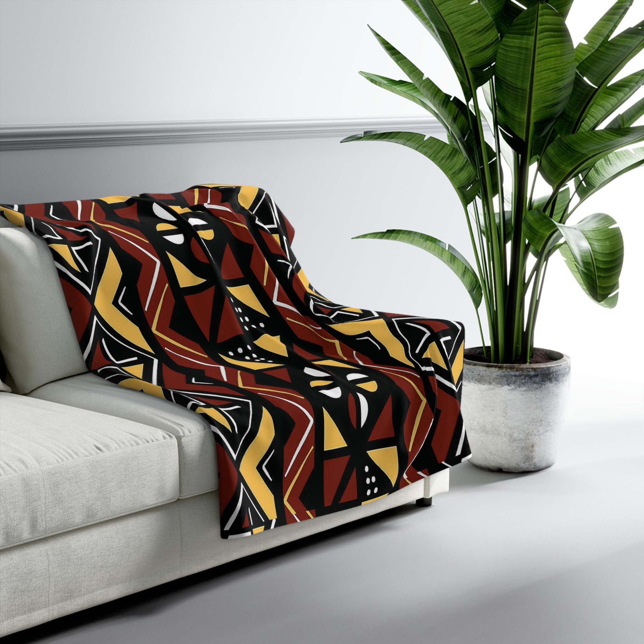 African Mudcloth Print Fleece Blanket - Bynelo