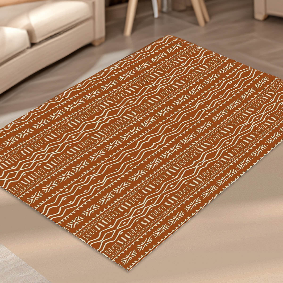 Brown African Print Carpet Rug Mudcloth -Bynelo