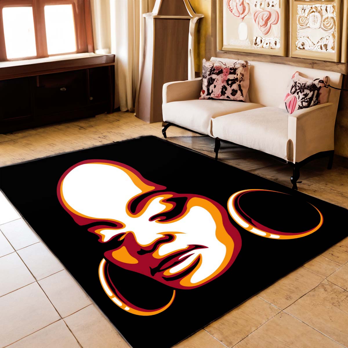 African Carpet Area Rug Black Woman Face- Bynelo