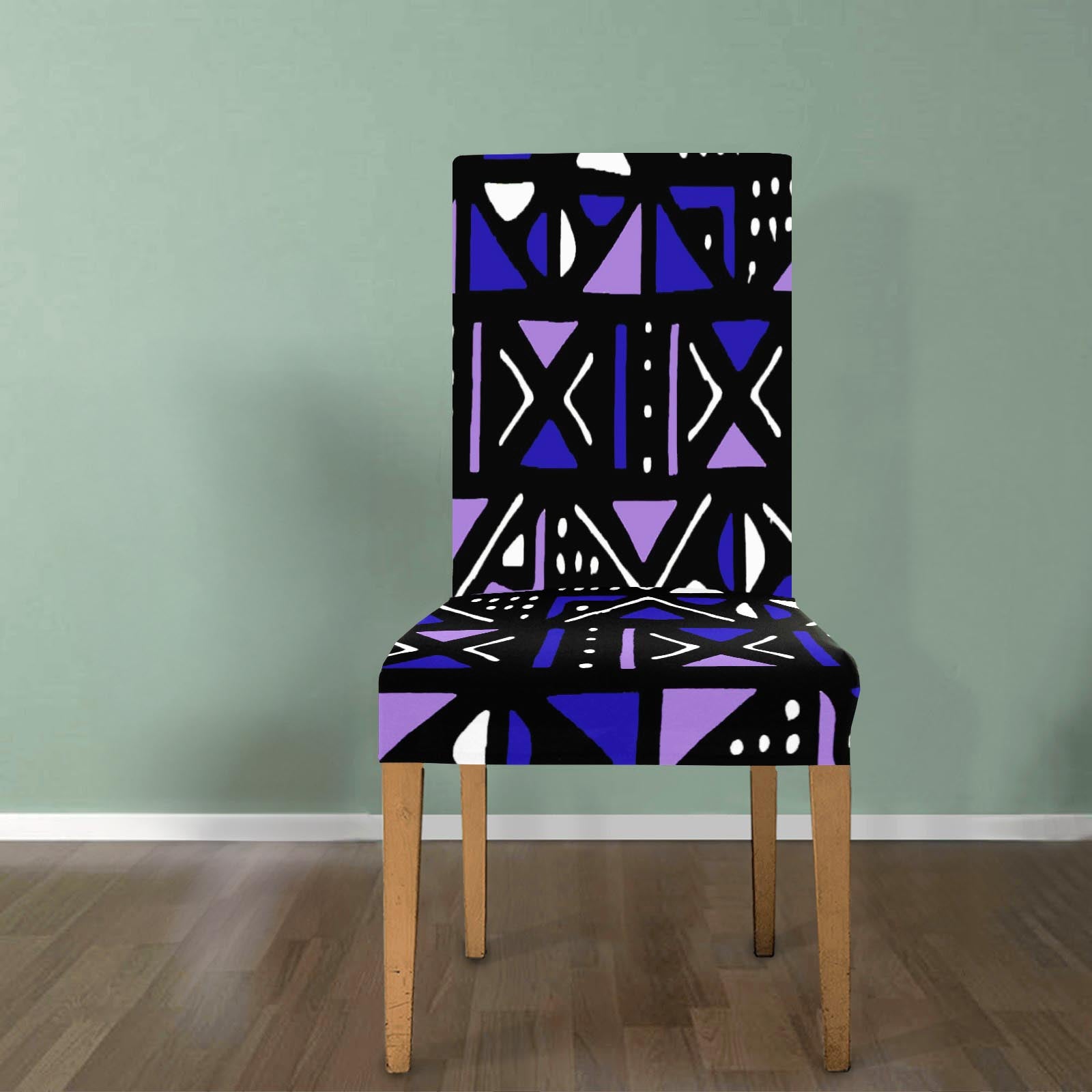 Removable Chair Cover African Print Purple Mudcloth - Bynelo