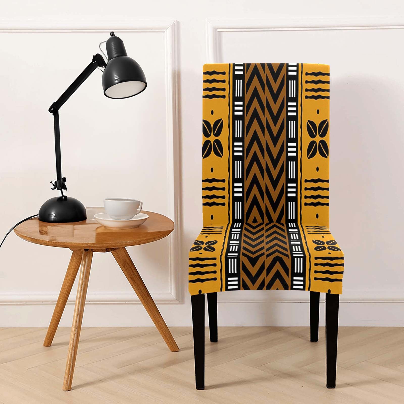 African Print Chair Covers – Stretchy, Tribal Cowrie Print