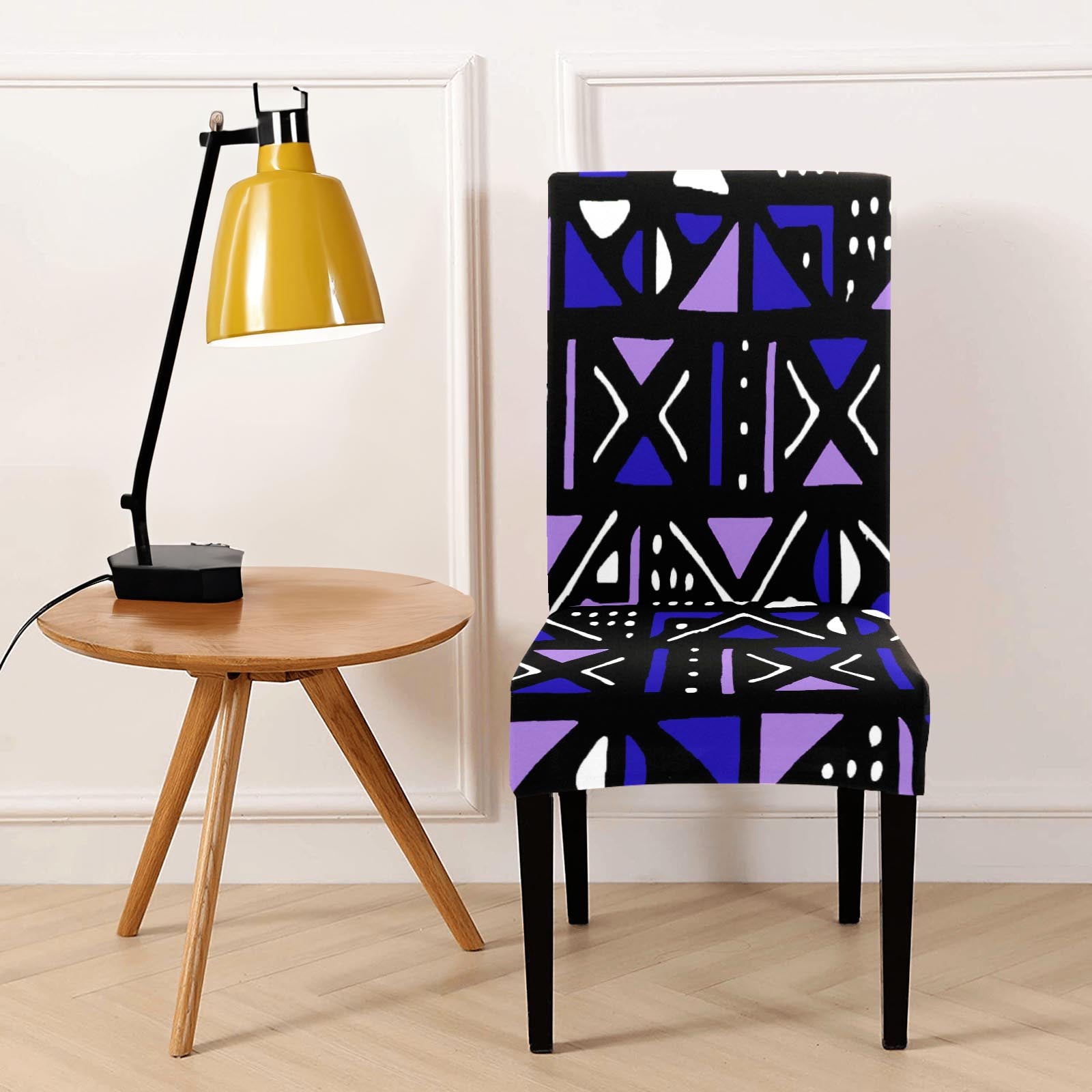 Removable Chair Cover African Print Purple Mudcloth - Bynelo