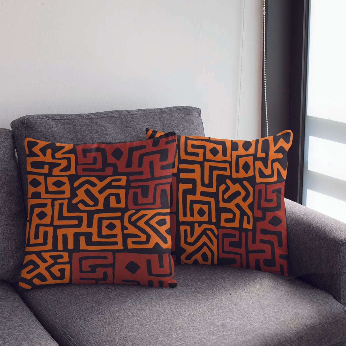 African Print Cushion Pillow Case Cover in Kuba Brown