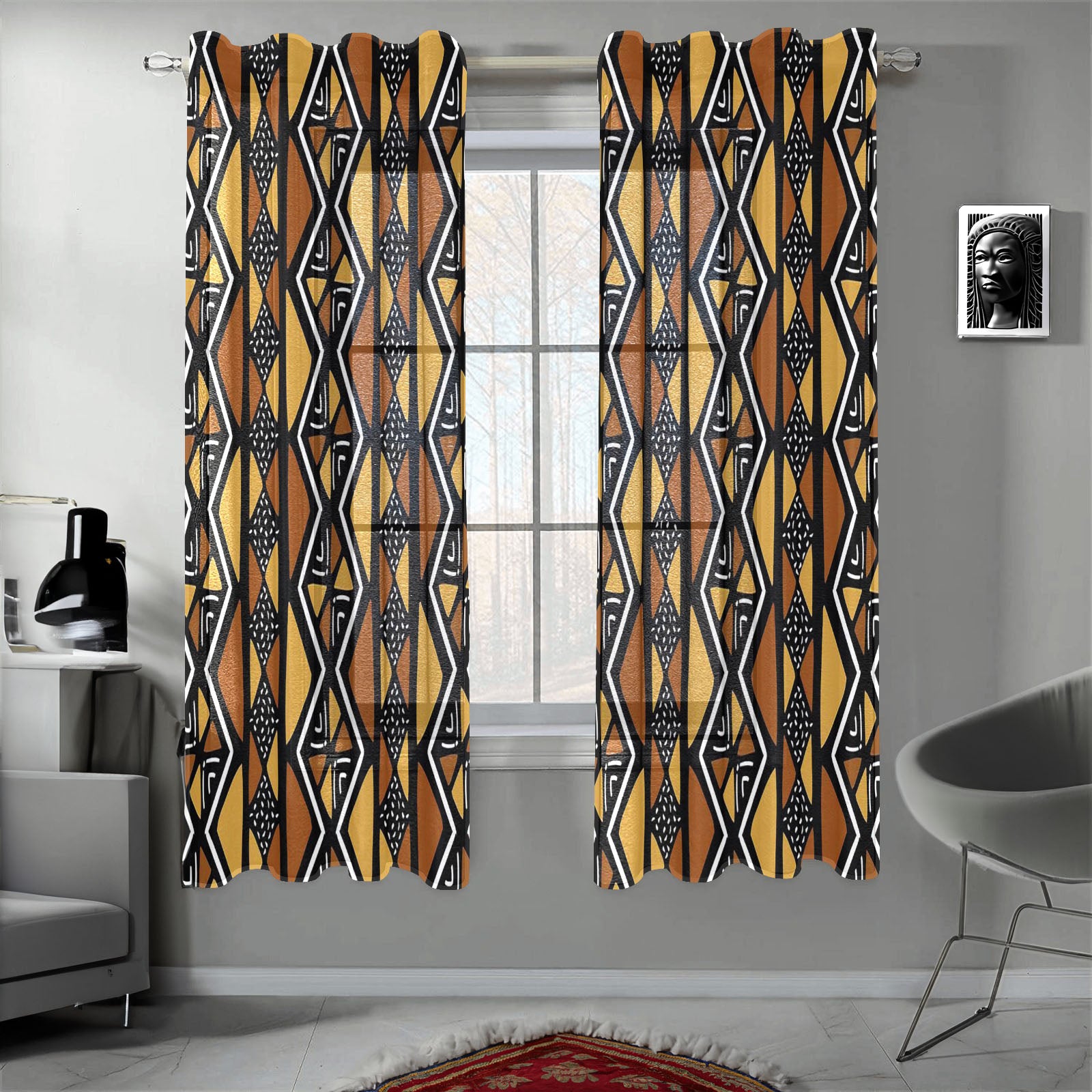 African Guaze Curtain Mudcloth Print - Complete Your Space