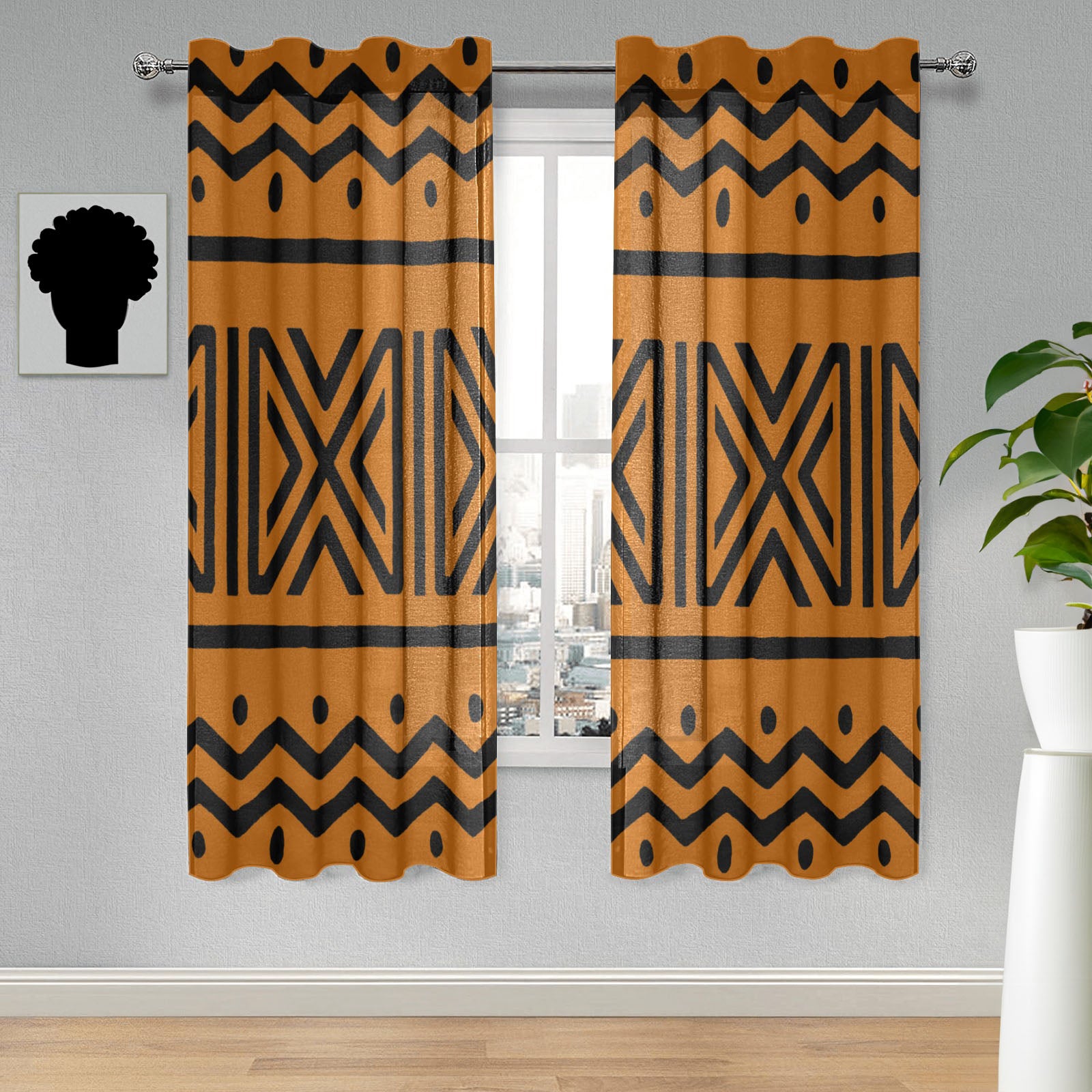 African Guaze Curtain Tribal Print (Two-Piece) - Embrace