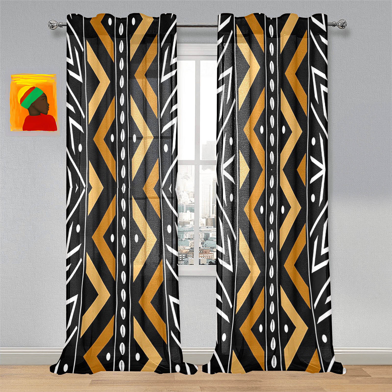 Zigzag African Curtain Tribal Print (Two-Piece)- Bynelo