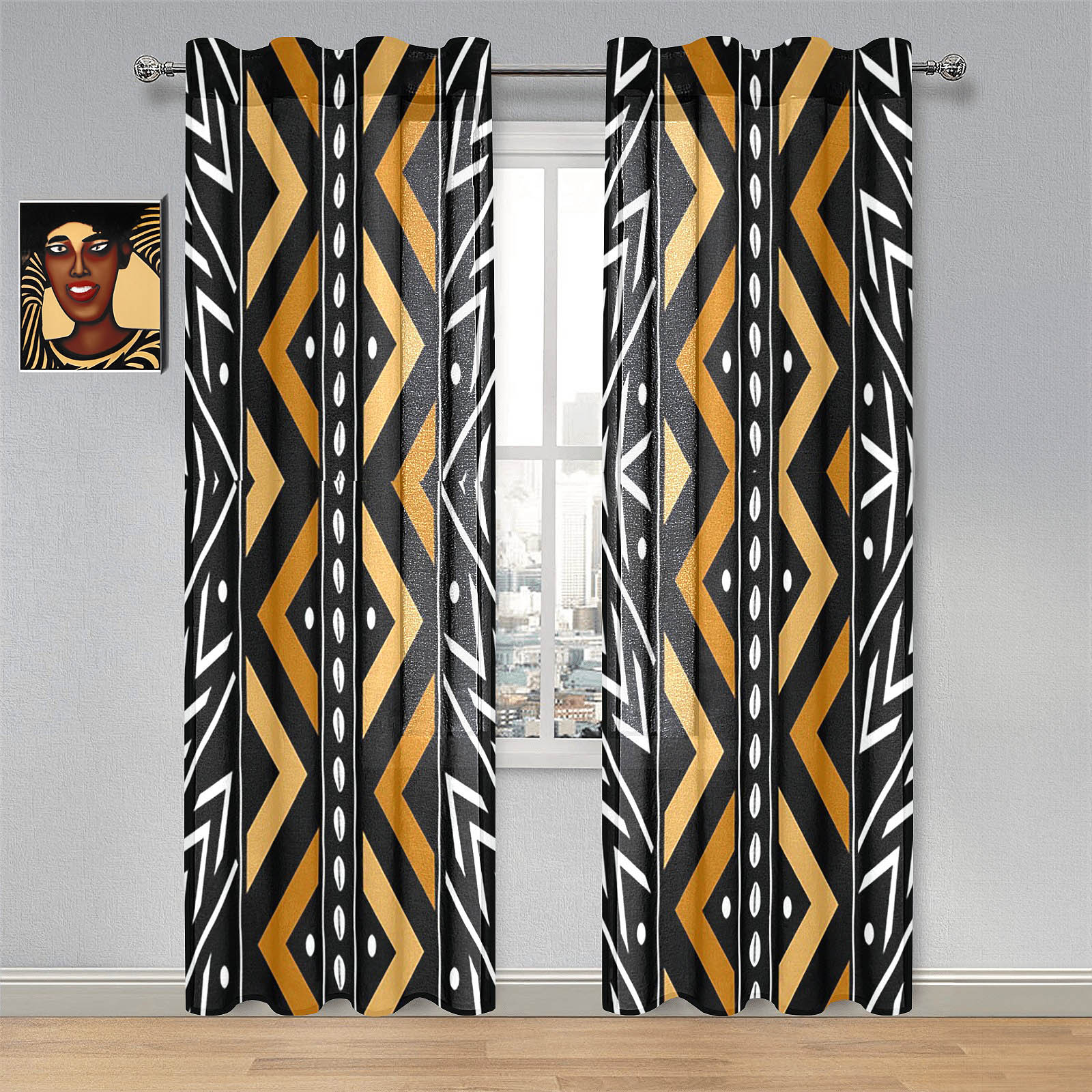 Zigzag African Curtain Tribal Print (Two-Piece