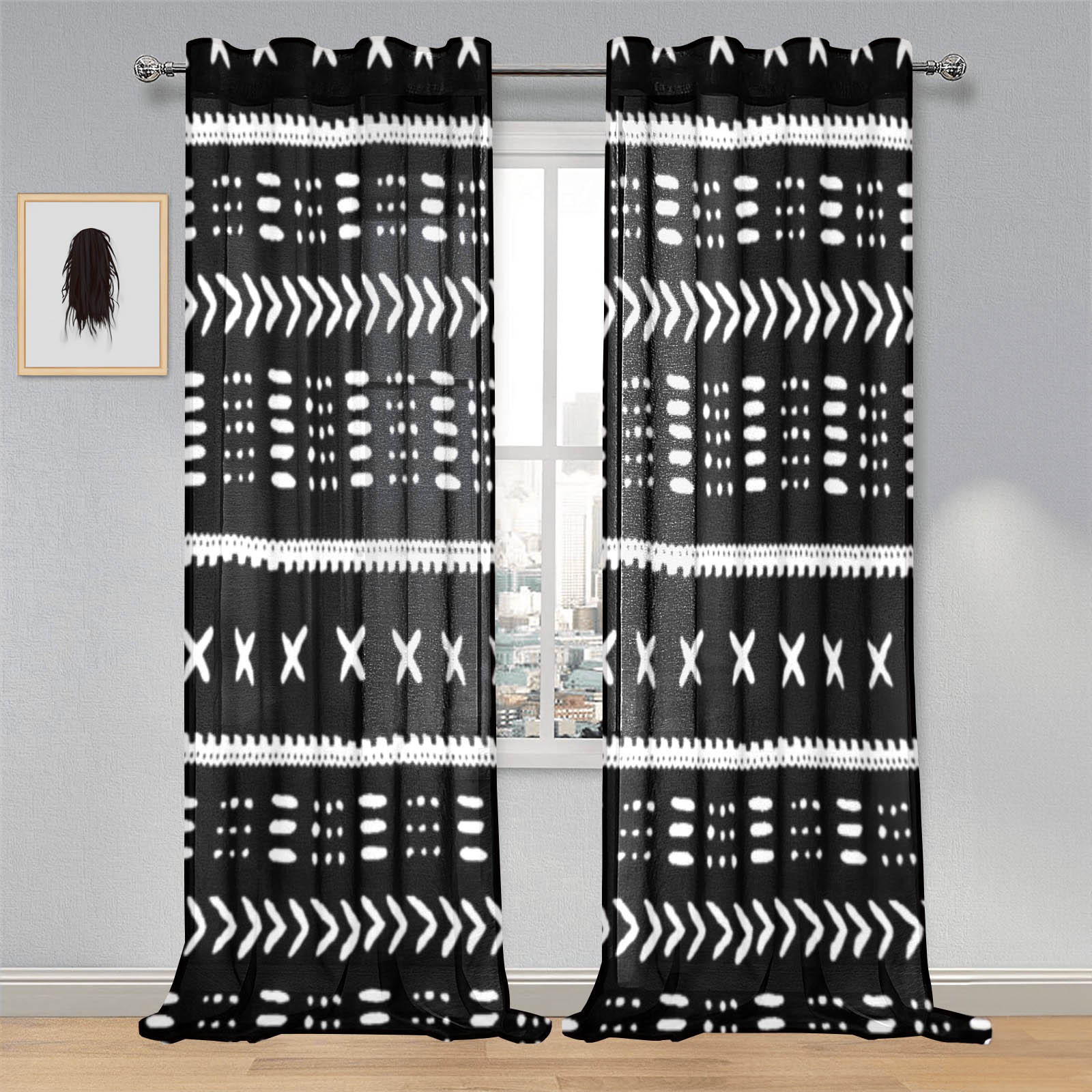 African Tribal Print Guaze Curtain (Two Piece) - Culture