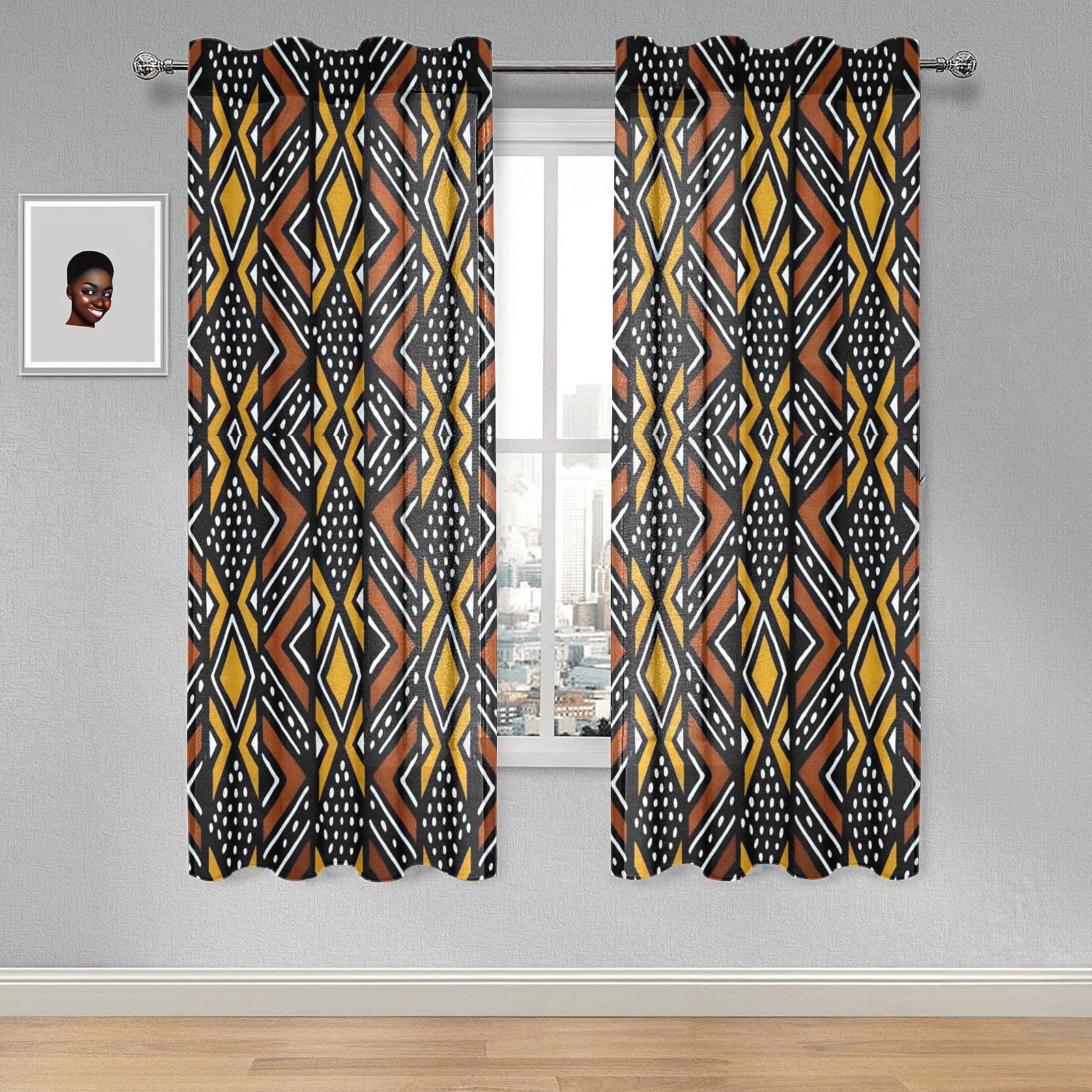 African Guaze Curtain Mudcloth Print - Elevate Your Ambience