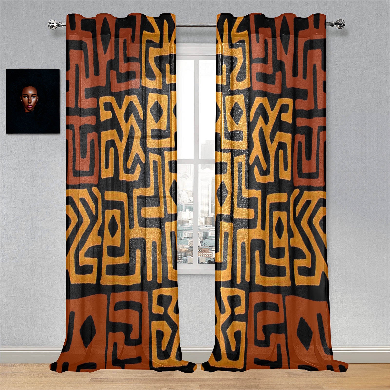 Brown & Black African Curtain Kuba Print (Two Piece)