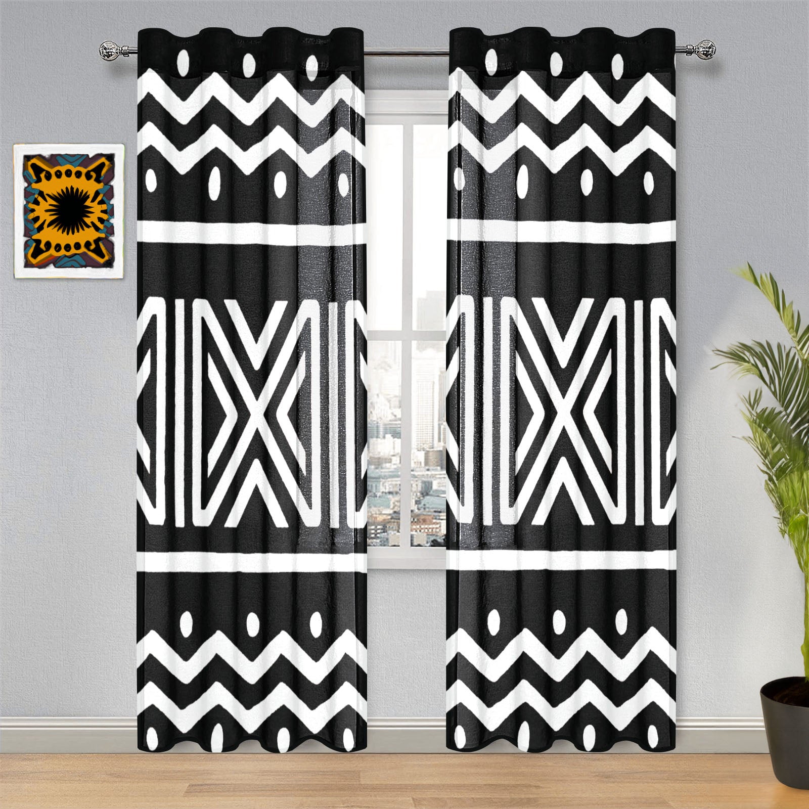 African Curtain Mudcloth Tribal Print - Black & White 