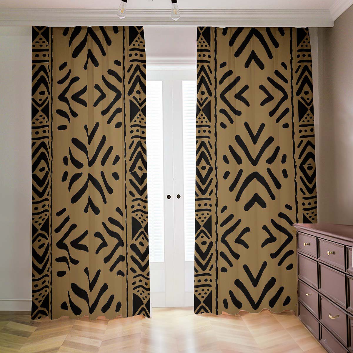 African Style Curtains Blackout Tribal Print (Two-Piece)