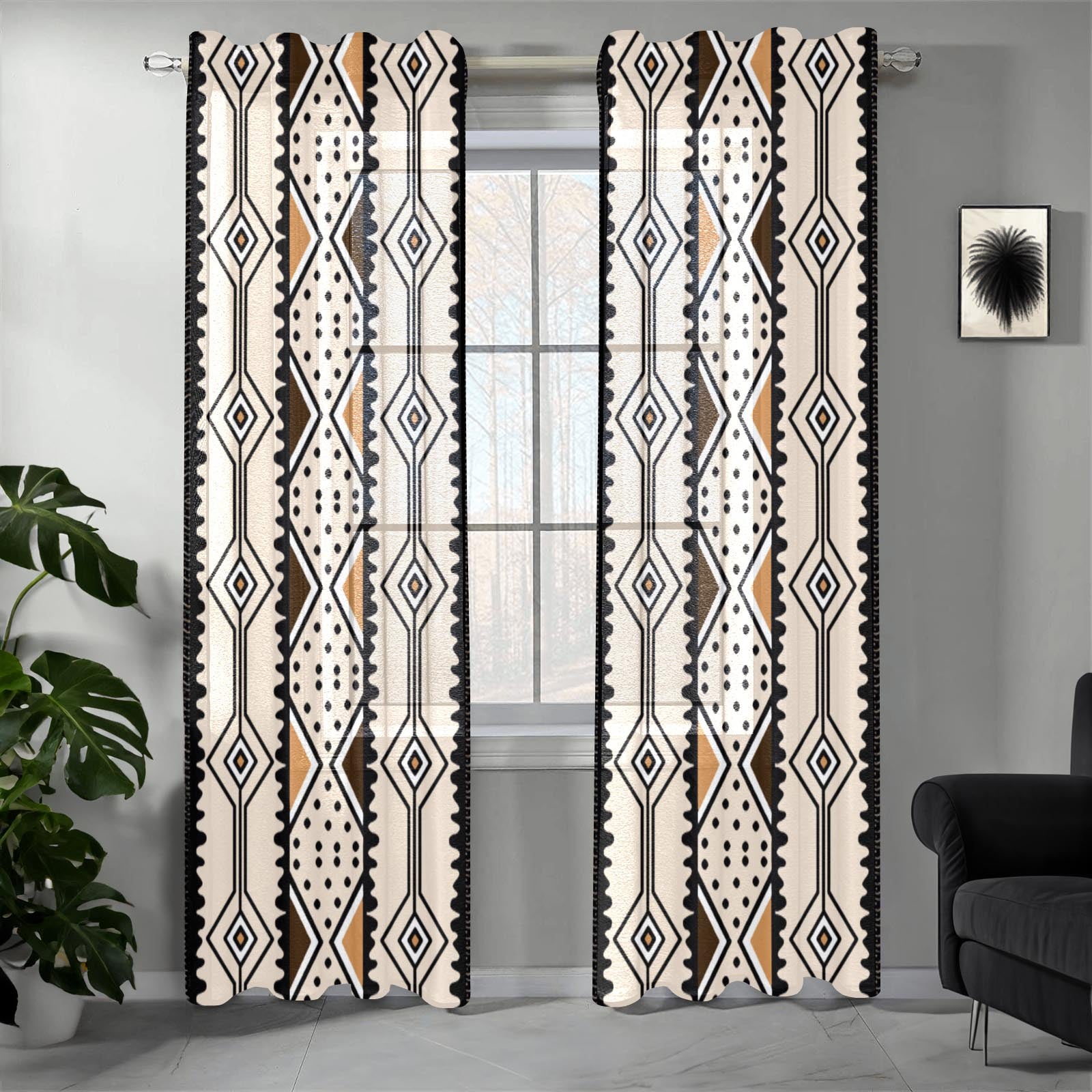 African Guaze Curtain Tribal Print (Two Piece) - Bynelo