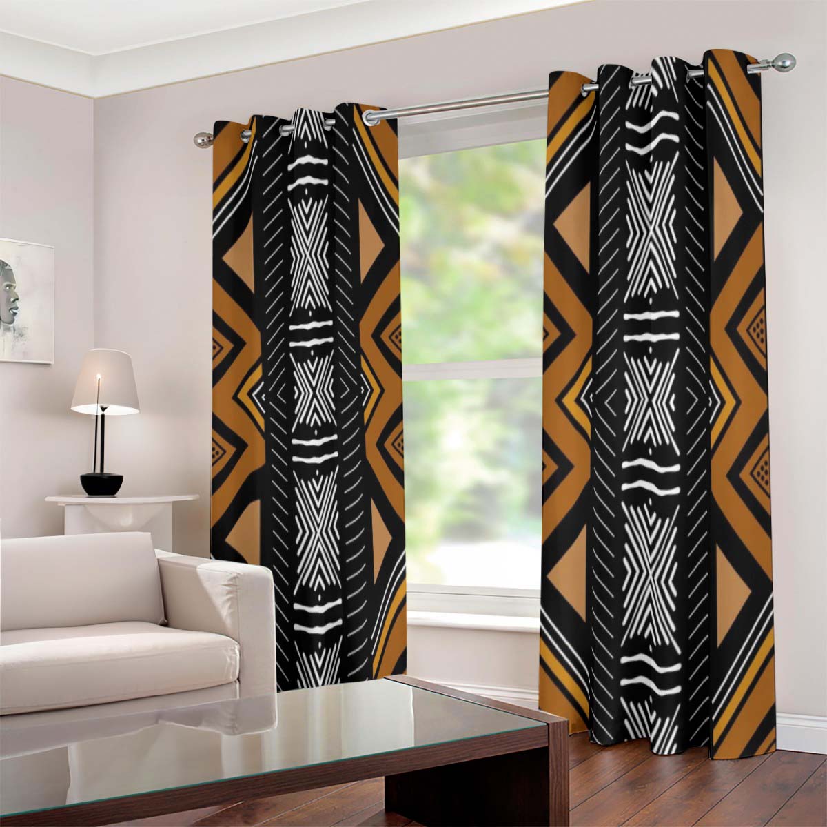 African Tribal Curtain for Windows - Grommet 2-Piece