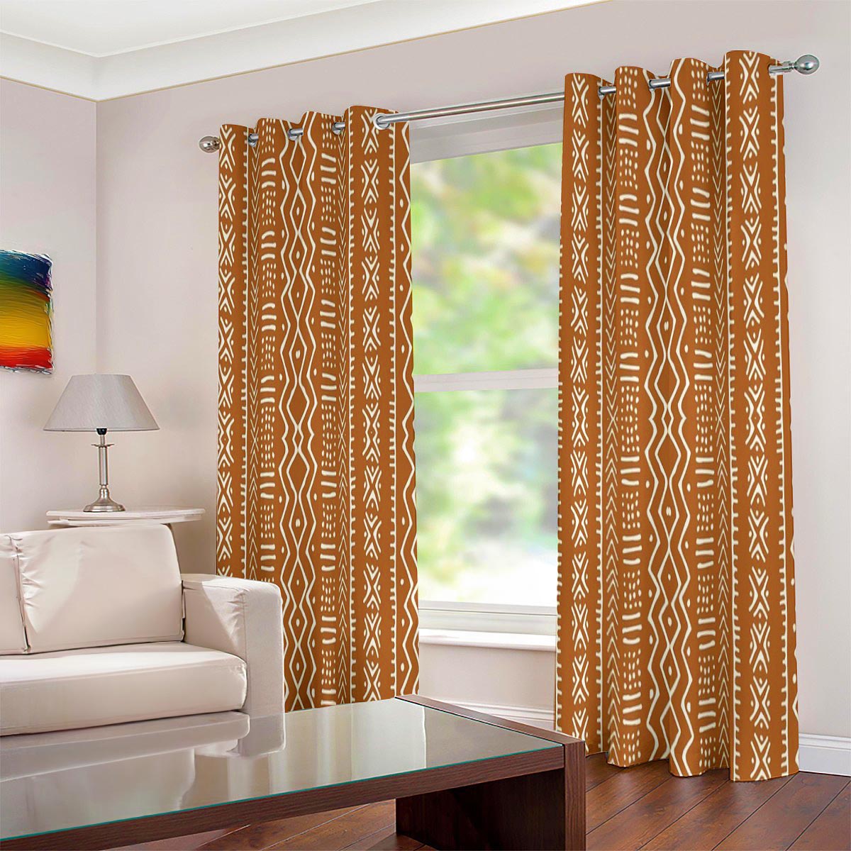 African Style Curtains Mud cloth Grommet : Window Elegance