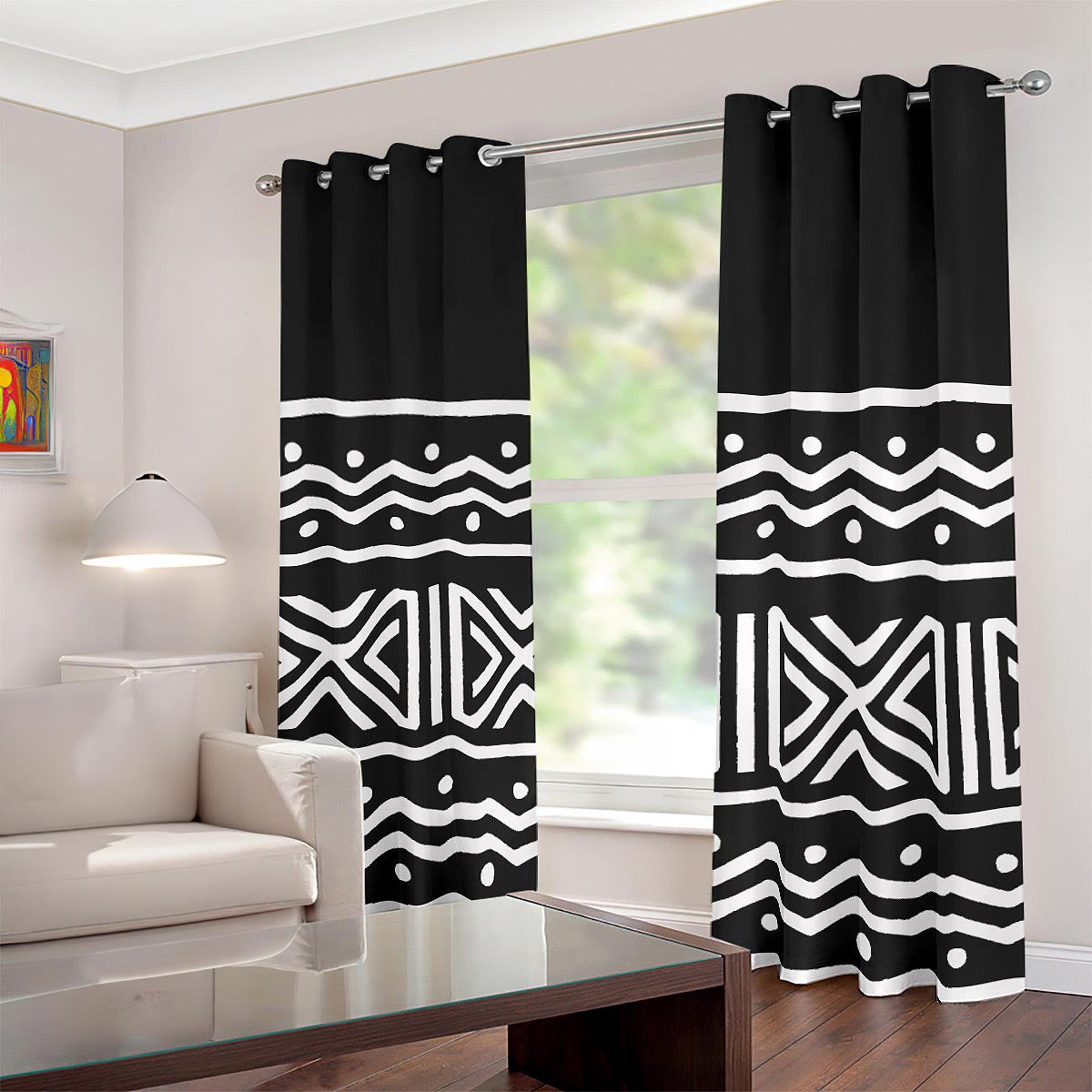 African Style Curtain Mudcloth Print Grommet (Two-Piece)