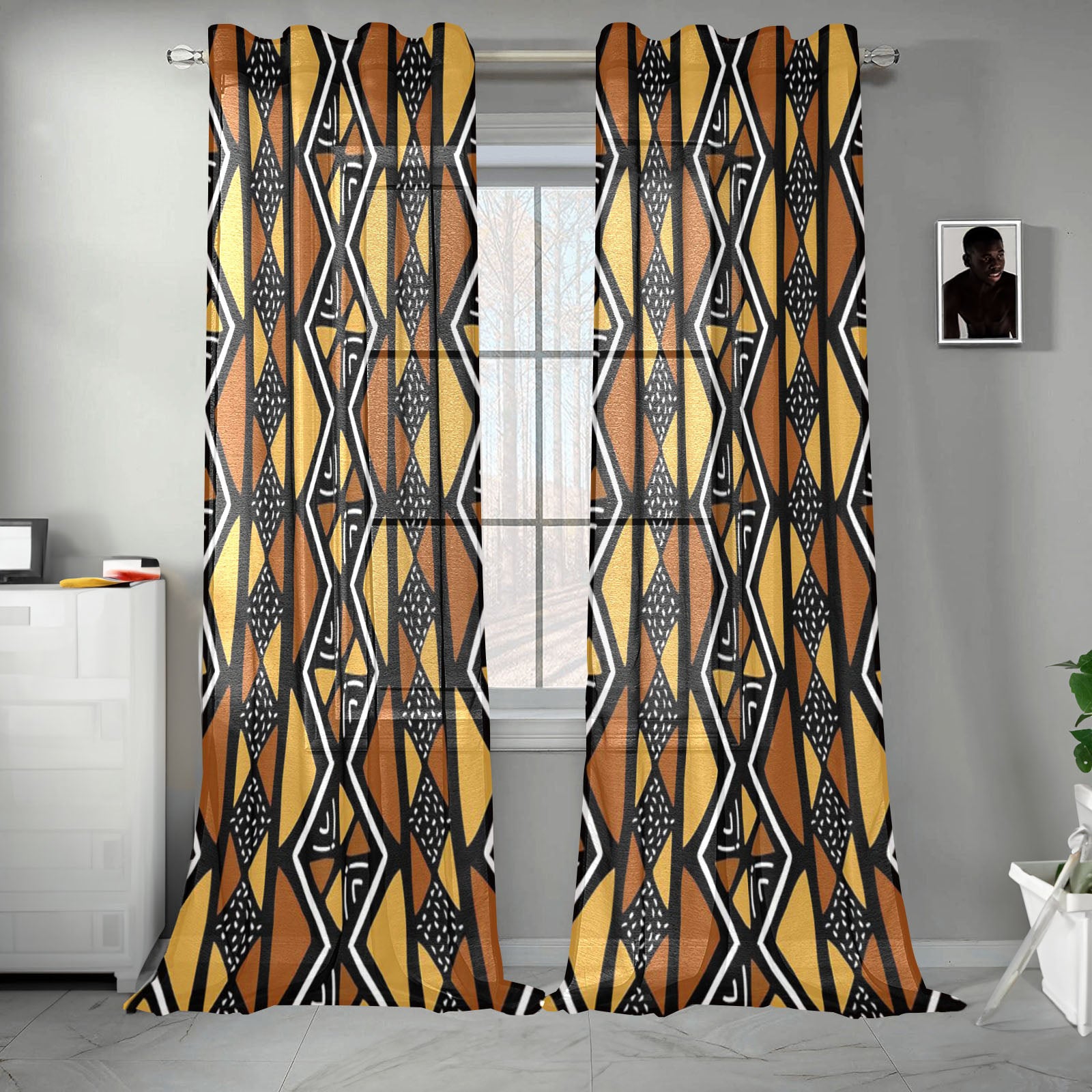 African Guaze Curtain Mudcloth Print - Complete Your Space