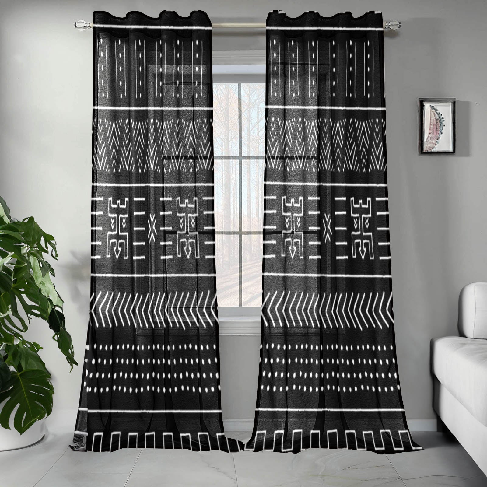 African Guaze Curtain Tribal Print (Two-Piece) - Bynelo