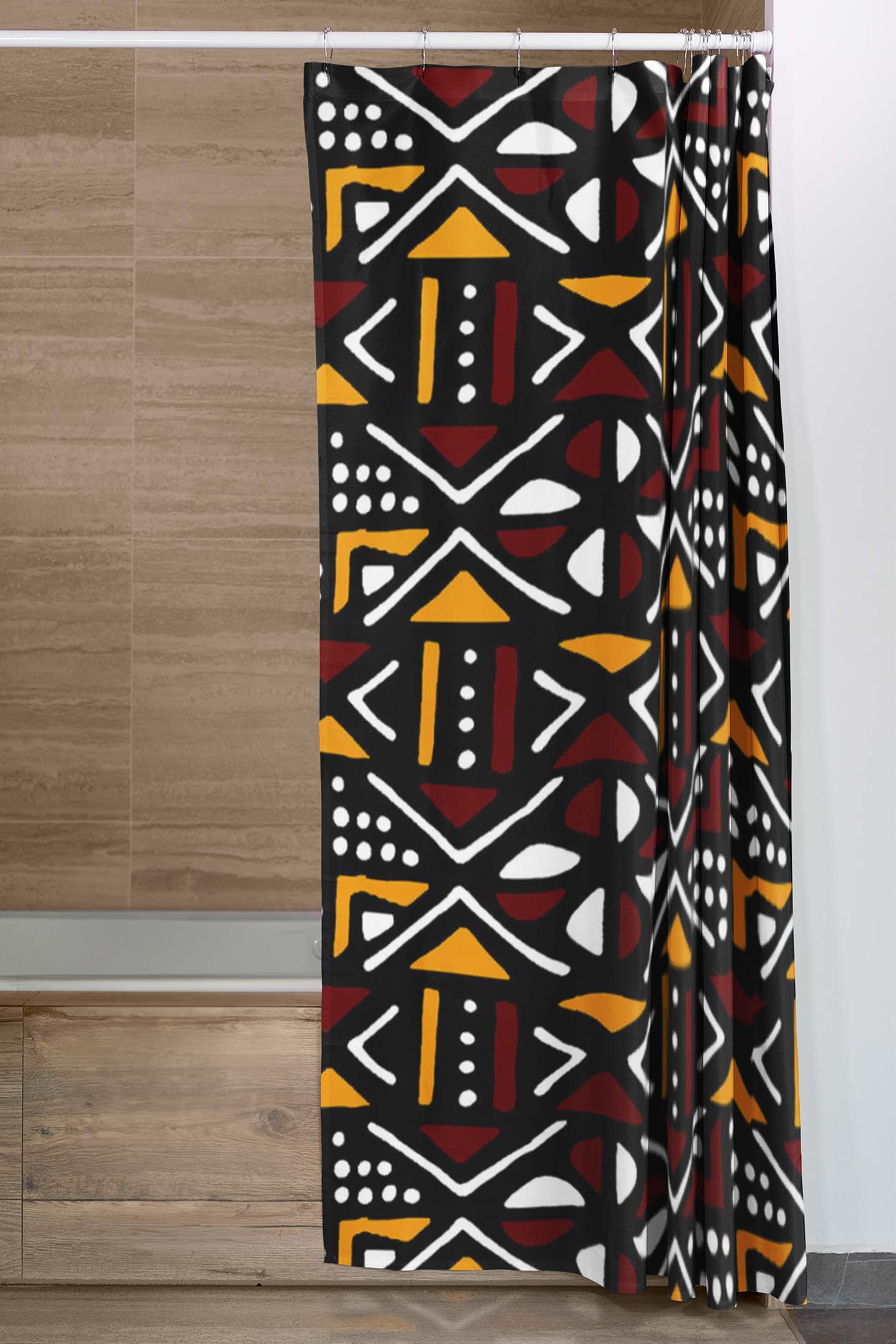 Mud Cloth African Shower Curtain Mixed Red - Bynelo