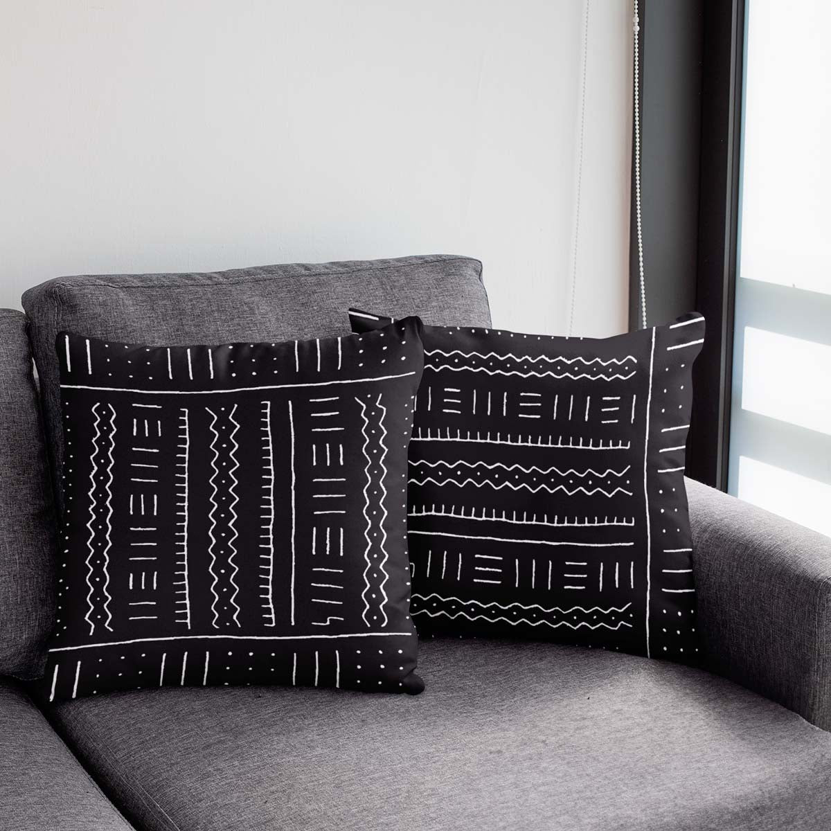 African Cushion Covers – Tribal Black & White Pillow Cases