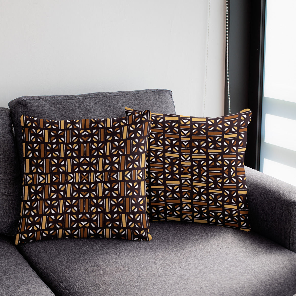 2-Set Mudcloth Cushion: African Pillow & Throw Cover Decor