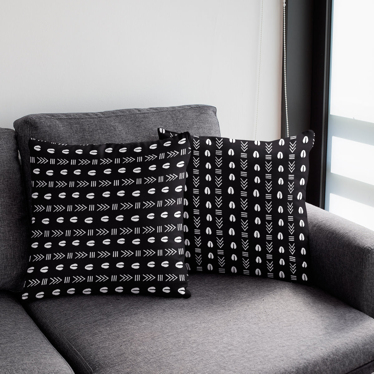 2 Sets of Cowrie Print Cushion Pillow Case Throw Cover - Bynelo
