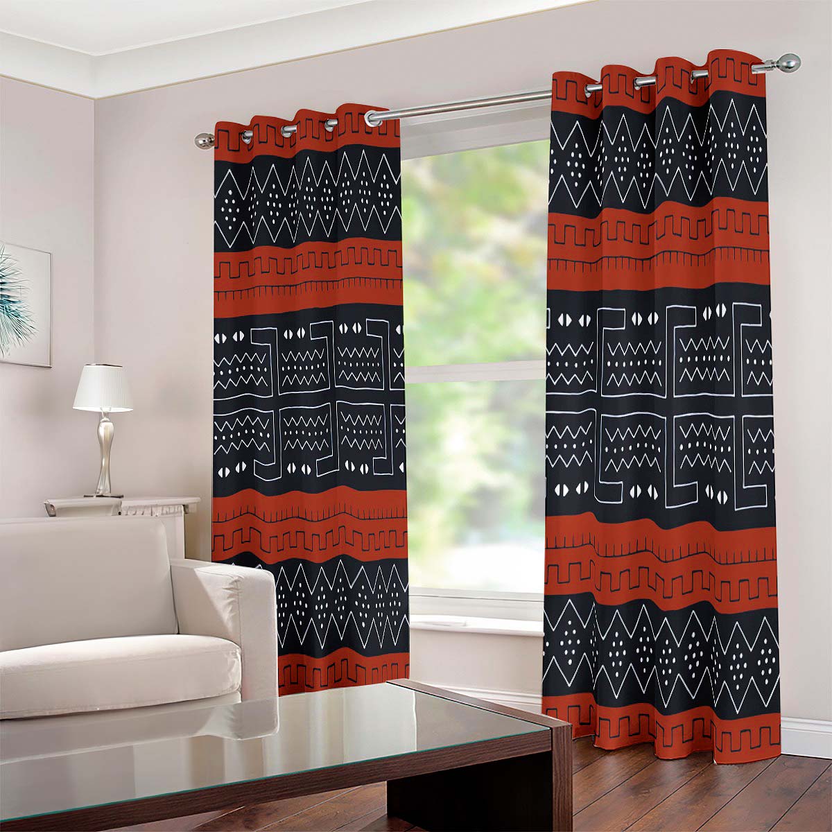 Traditional African Tribal Themed Curtains in Grommet Style