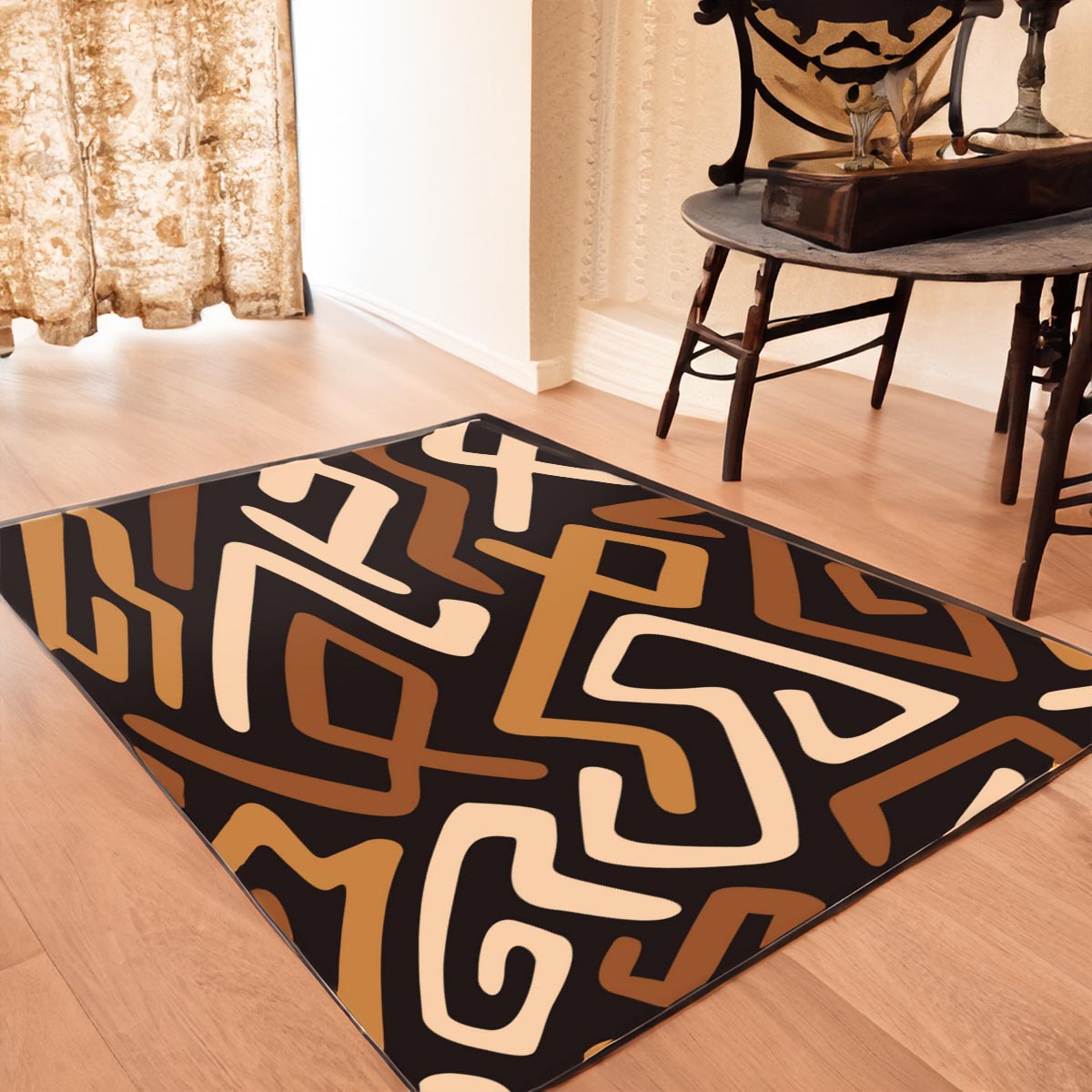 African Rugs in Kuba Print Indoor Carpet - Bynelo