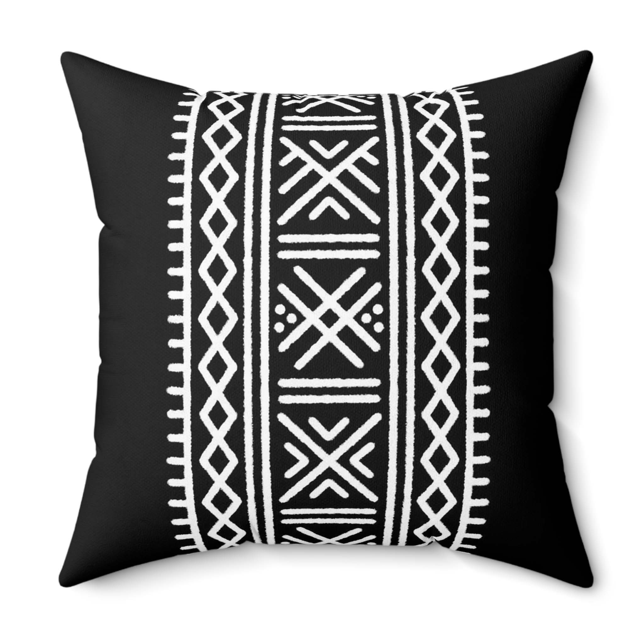 African Print Throw Pillow Case Tribal Cushion Cover Black White