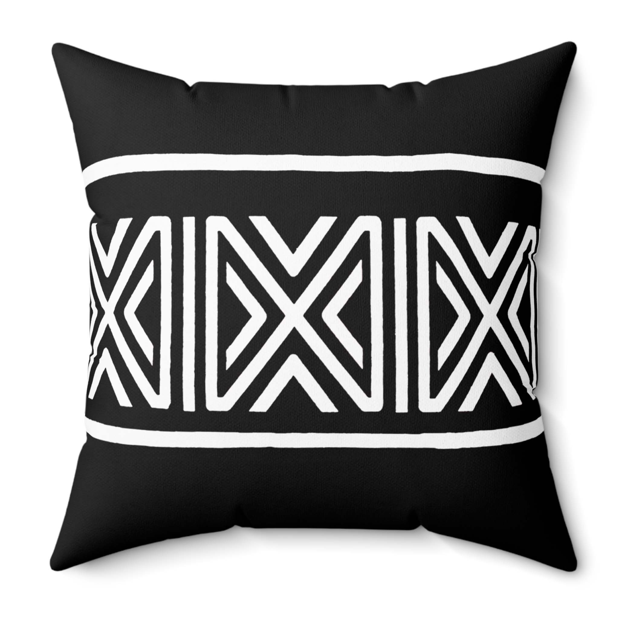 African Pillow Cover Tribal Pillow Case Black & White