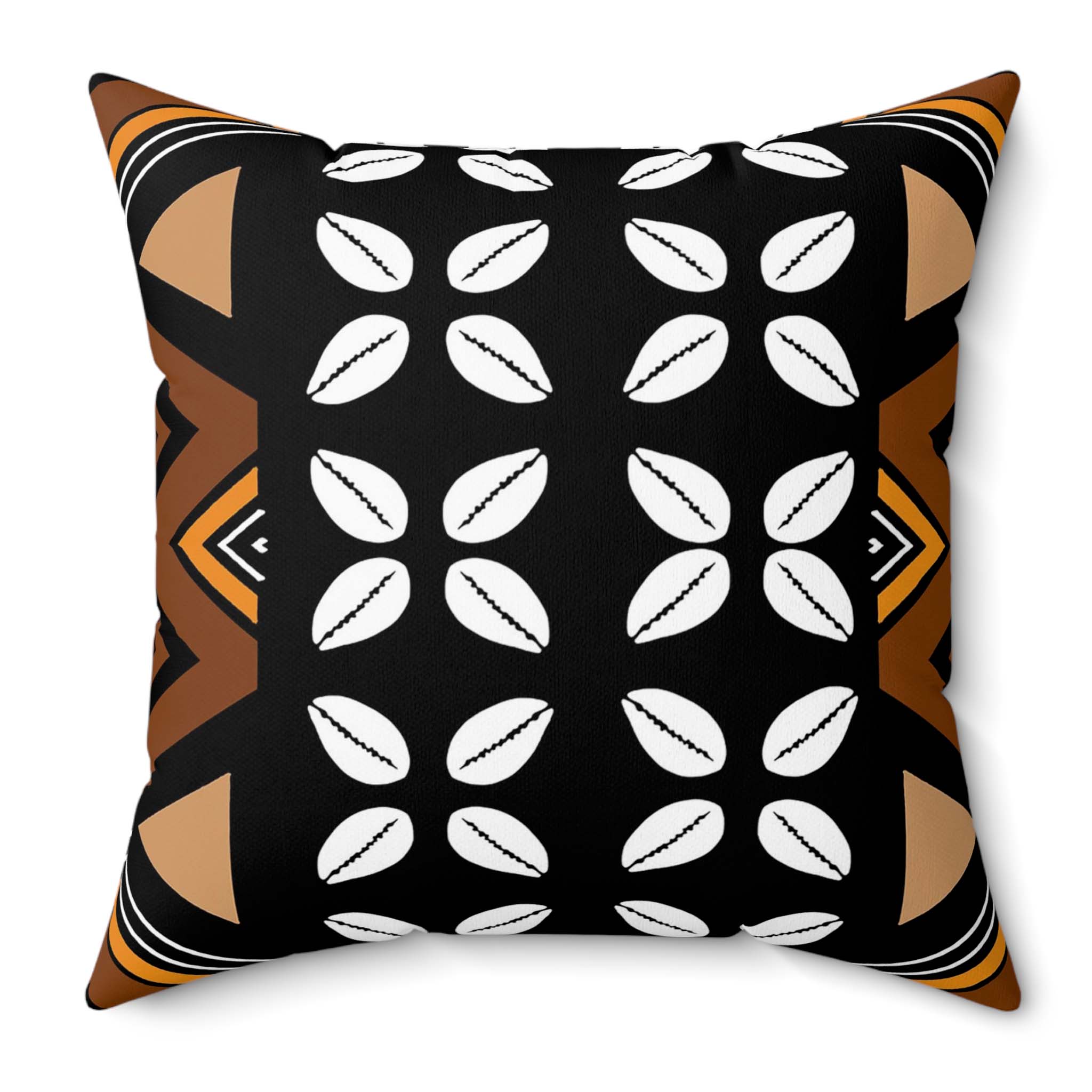 African Pillow Throw Cover Case in Mudcloth Cowrie Print