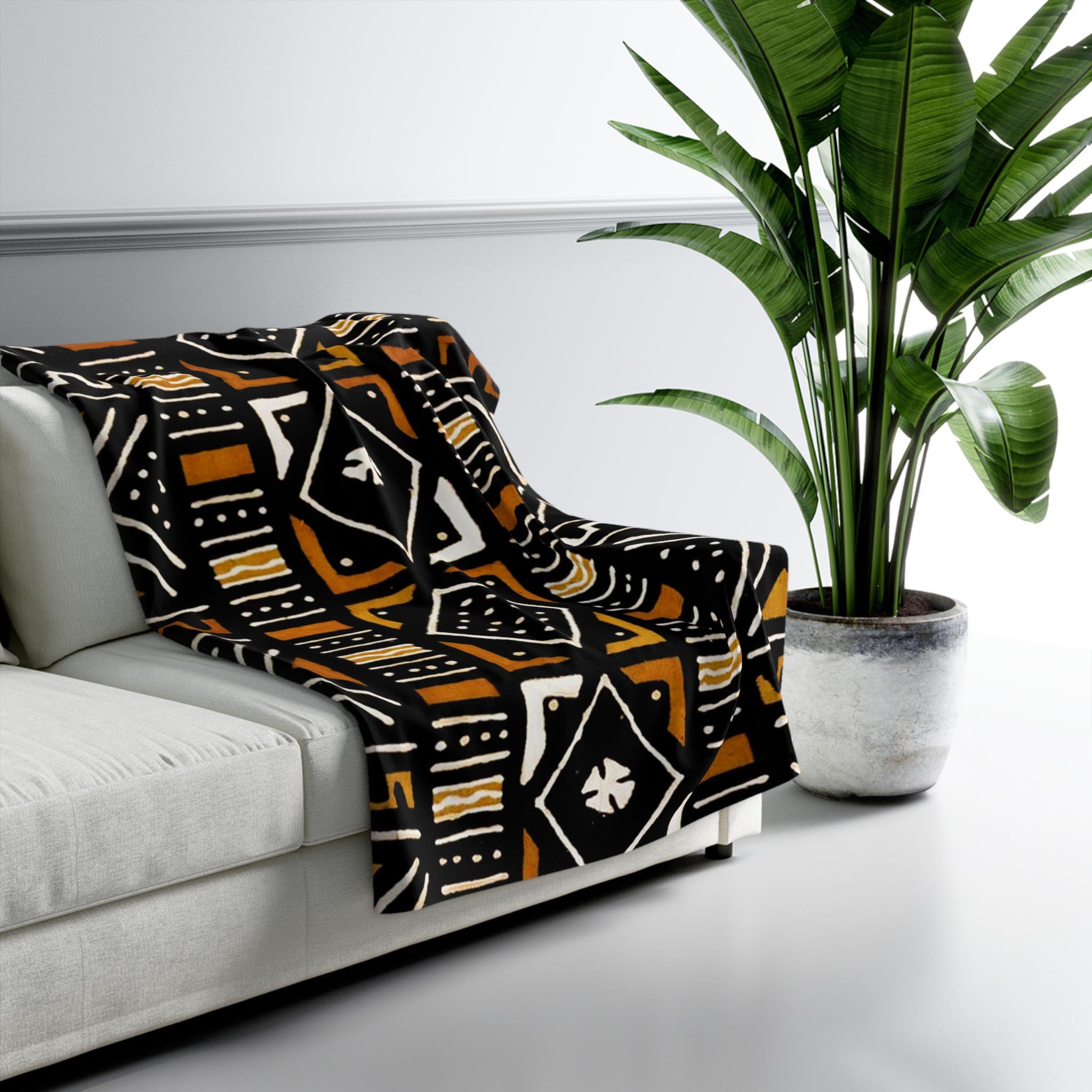 African Mudcloth Print Fleece Blankets - Unique & Cozy
