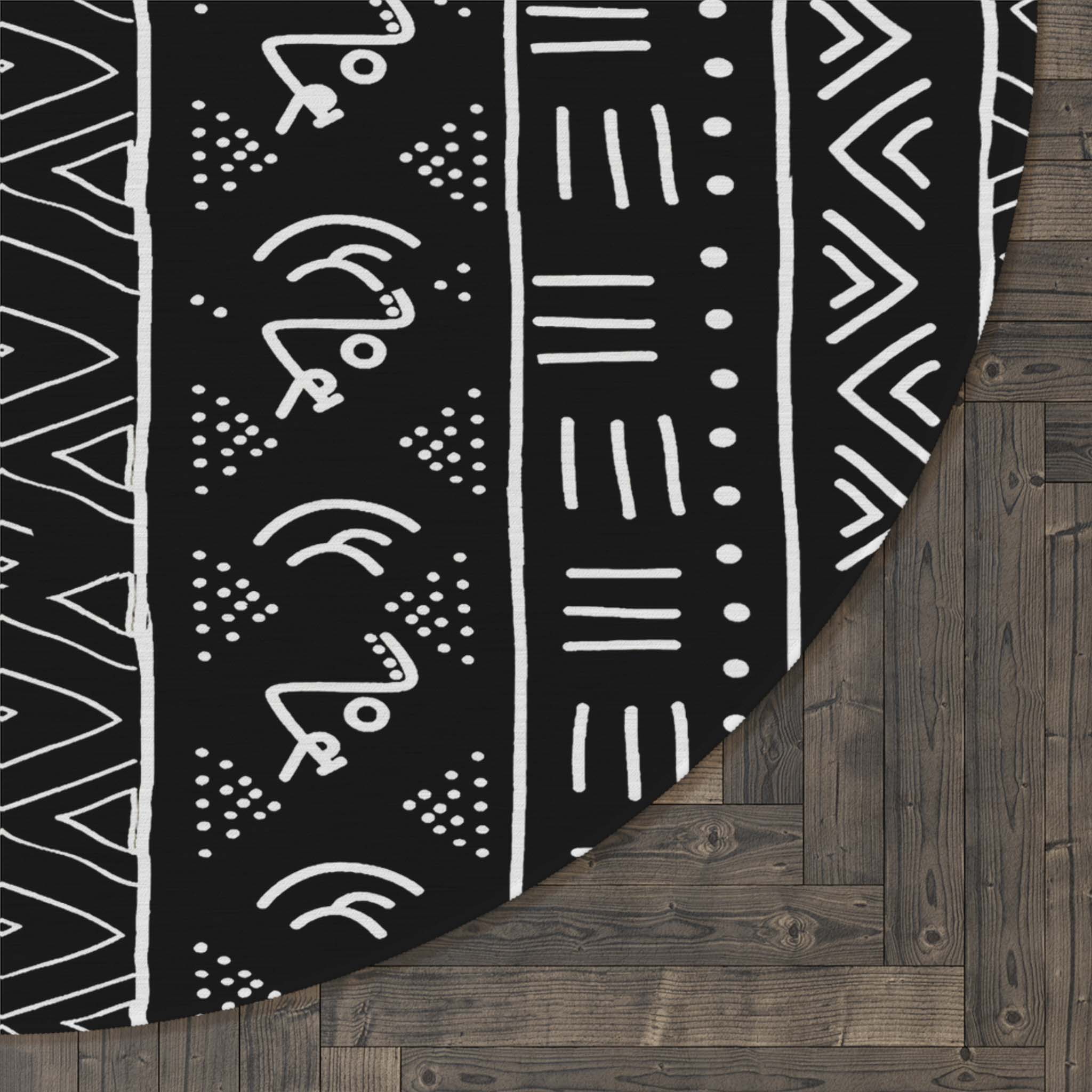 Round African Rugs For Living Room Mudcloth Carpet - Bynelo
