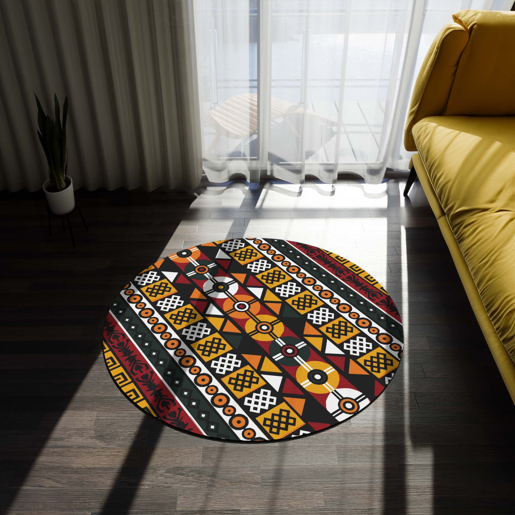 African Print Round Area Rugs Mudcloth Carpet - Bynelo