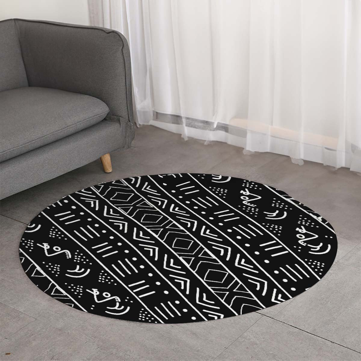 Round African Rugs For Living Room Mudcloth Carpet - Bynelo