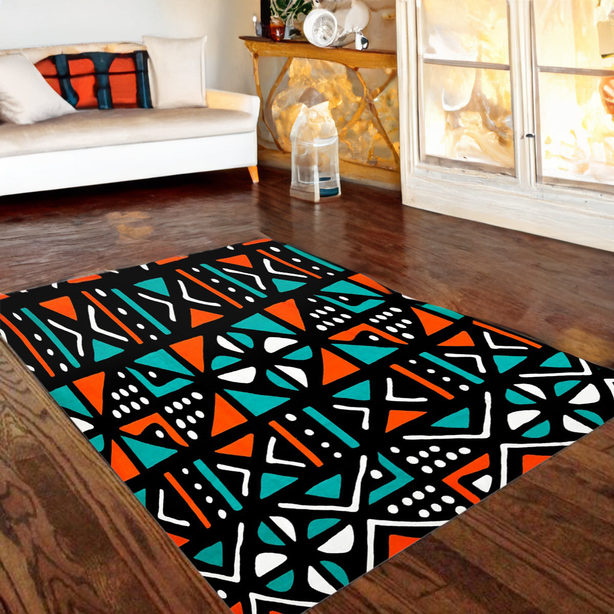 Mudcloth African Print Carpet Rug -Bynelo