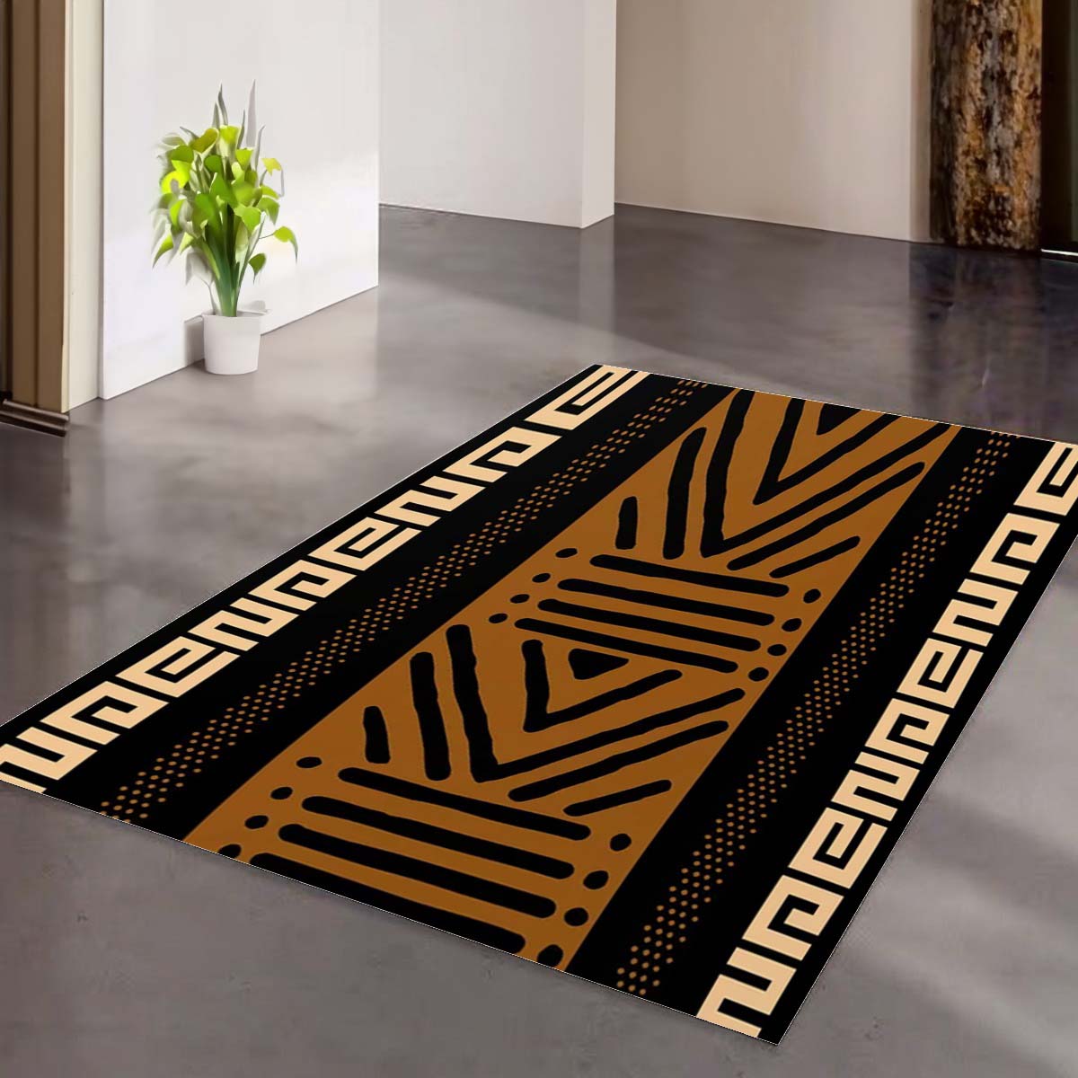 Traditional African Rug Elegant Mudcloth Design Carpet