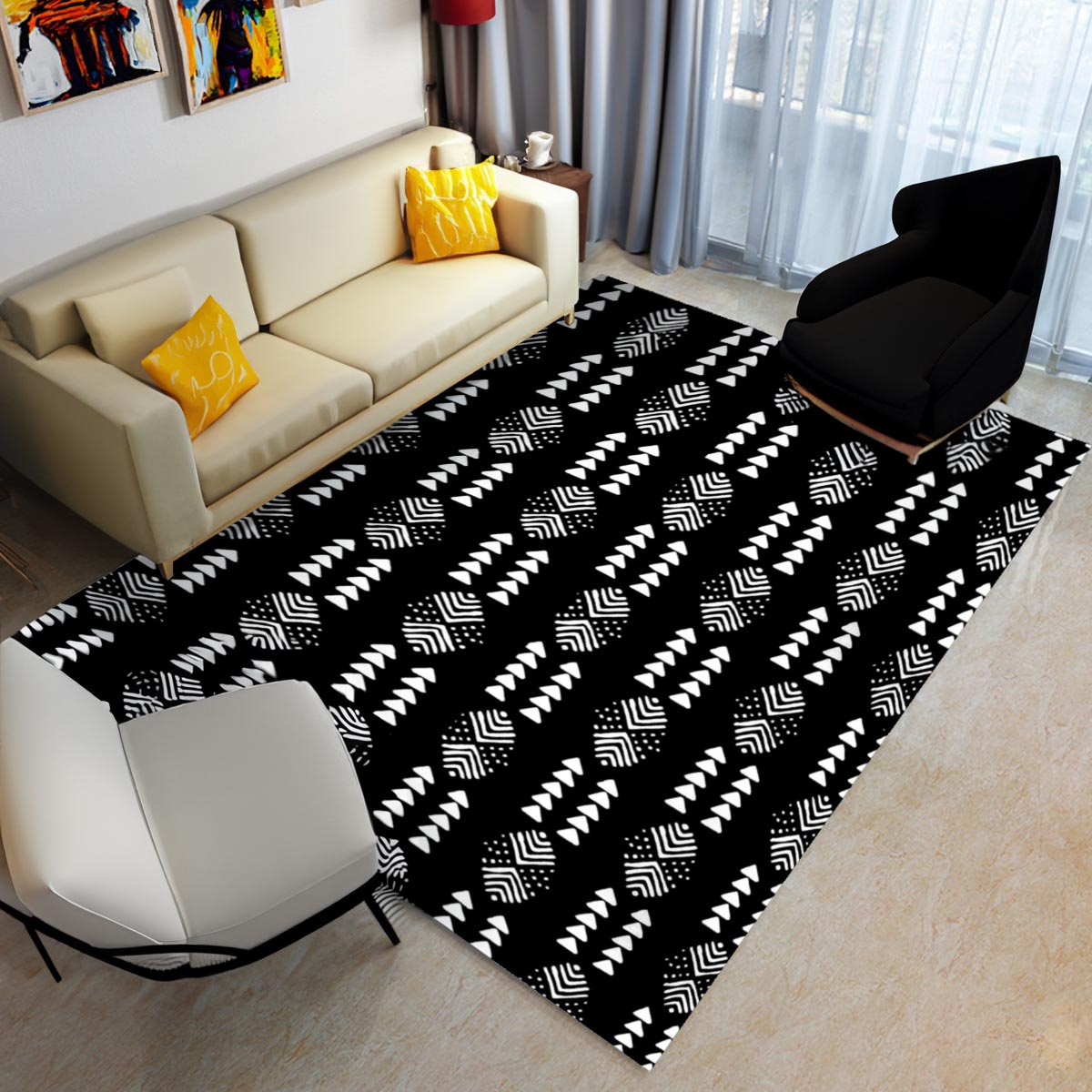 African Ethnic Print Carpet Rug - Bynelo