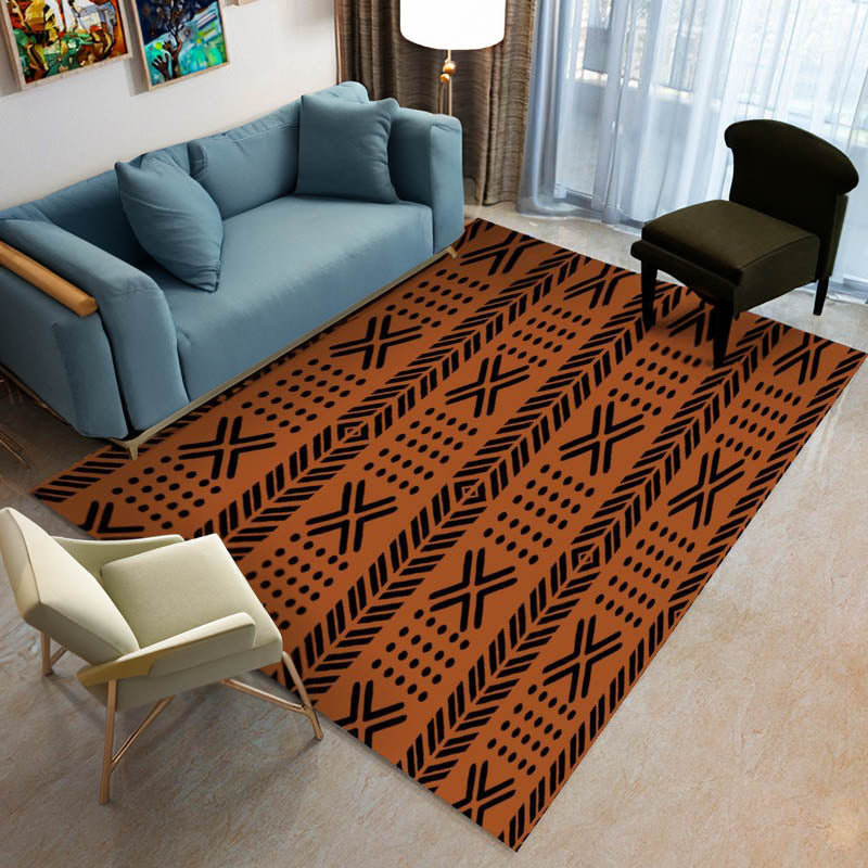 Brown African Print Carpet Rug Mudcloth -Bynelo