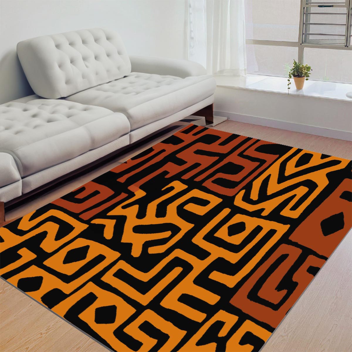 African Print Carpet Rug Kuba- Bynelo