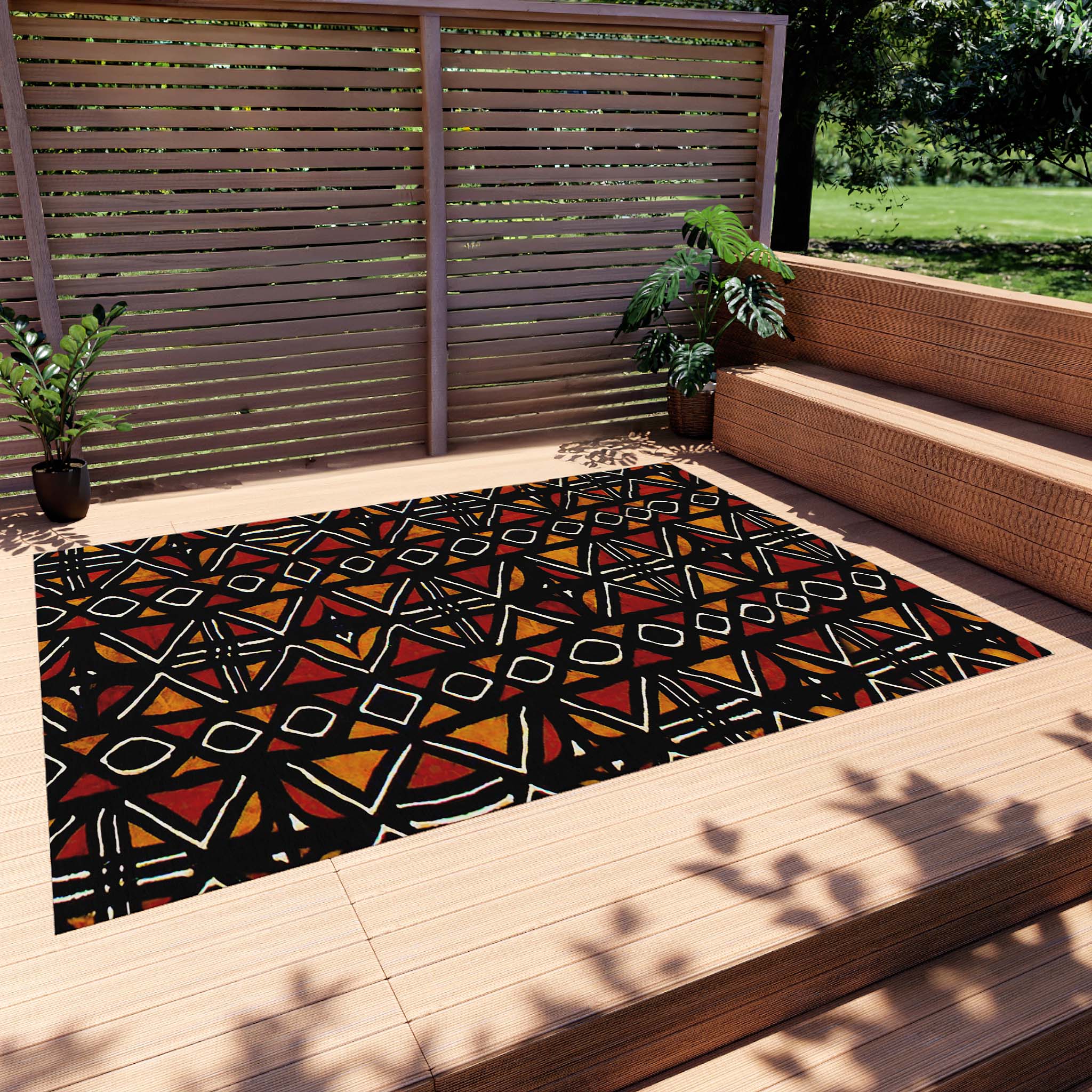 Afrocentric Outdoor Rug African Mudcloth Carpet - Bynelo