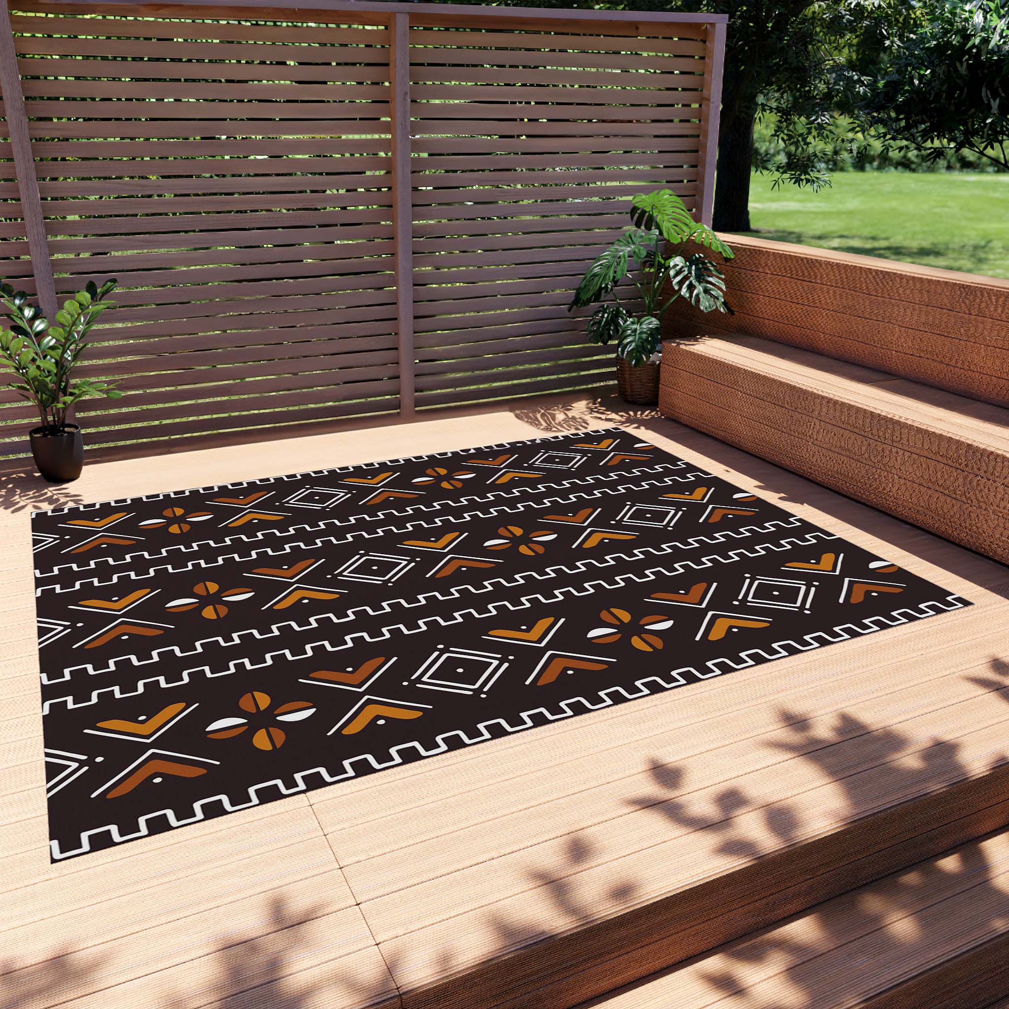 Outdoor Rug African Print Mudcloth Carpet - Bynelo