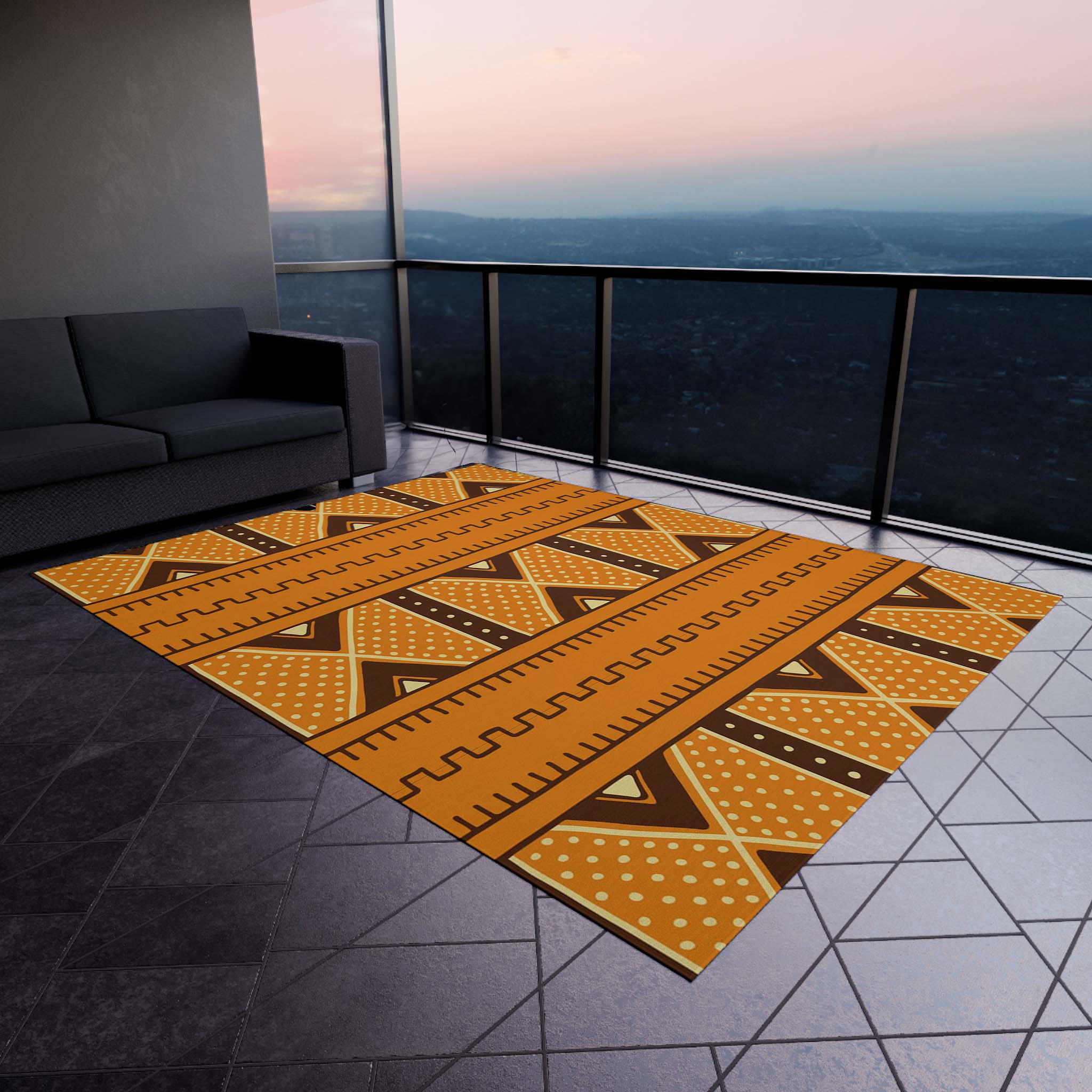 Elegance Outdoor African Rug: Mudcloth Print Carpet 