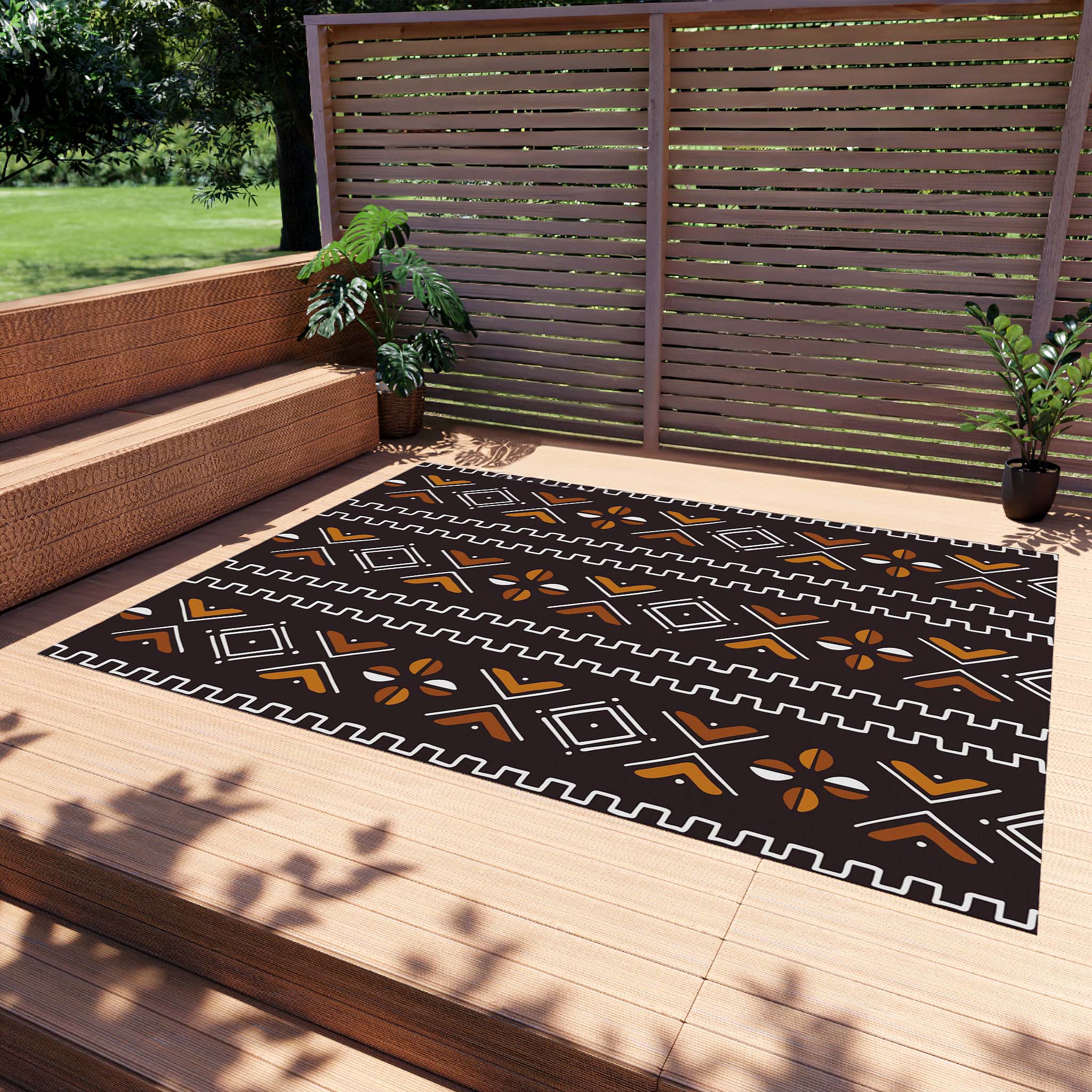 Outdoor Rug African Print Mudcloth Carpet - Bynelo