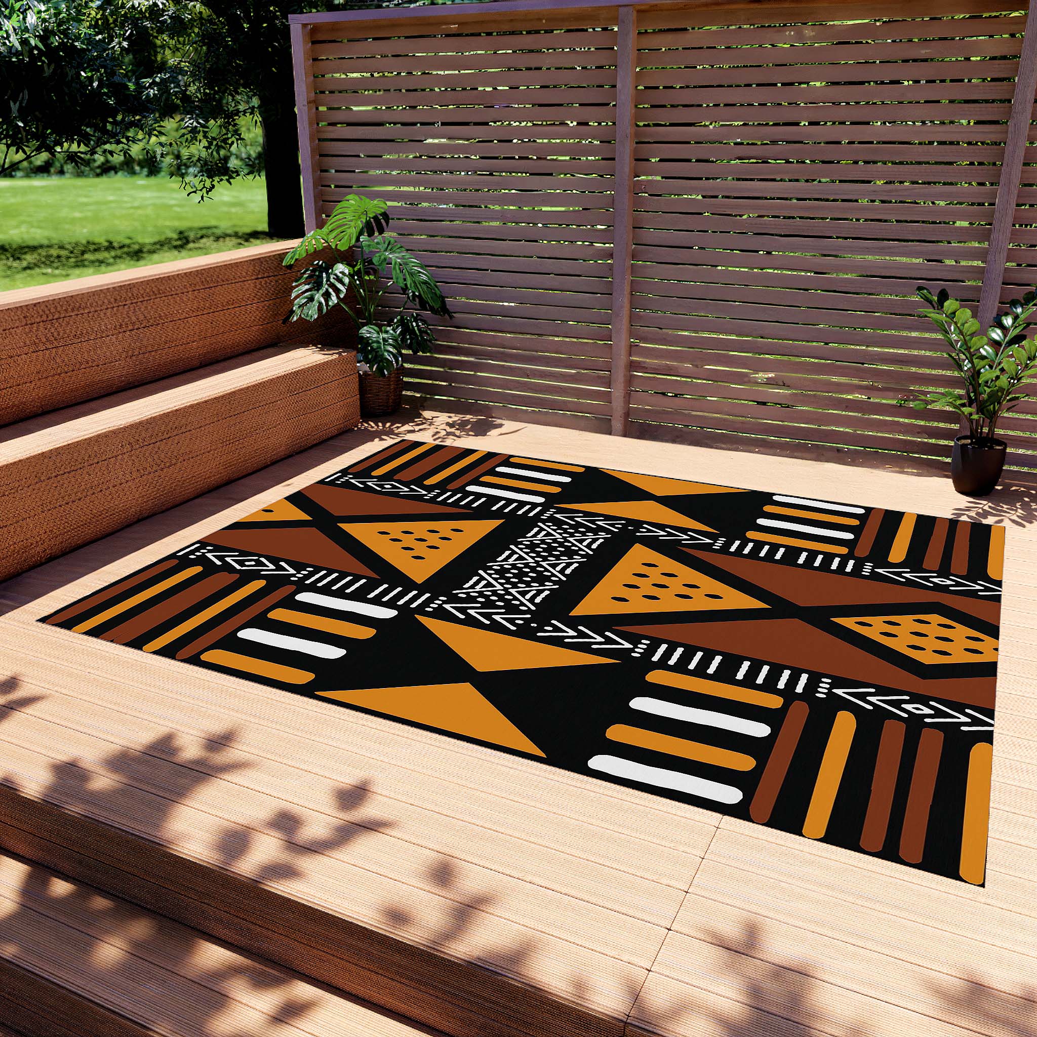 Tribal African Outdoor Rug Ethnic Print Carpet - Bynelo